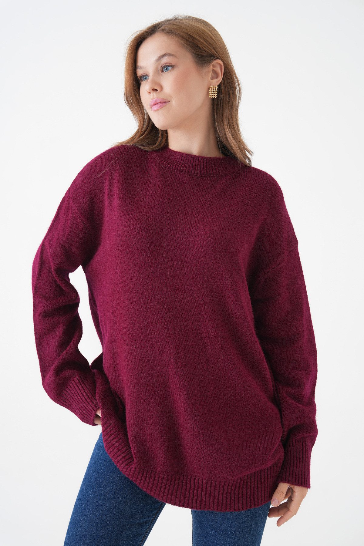 Sweater Oversize-Pullover mit Rundhalsausschnitt
