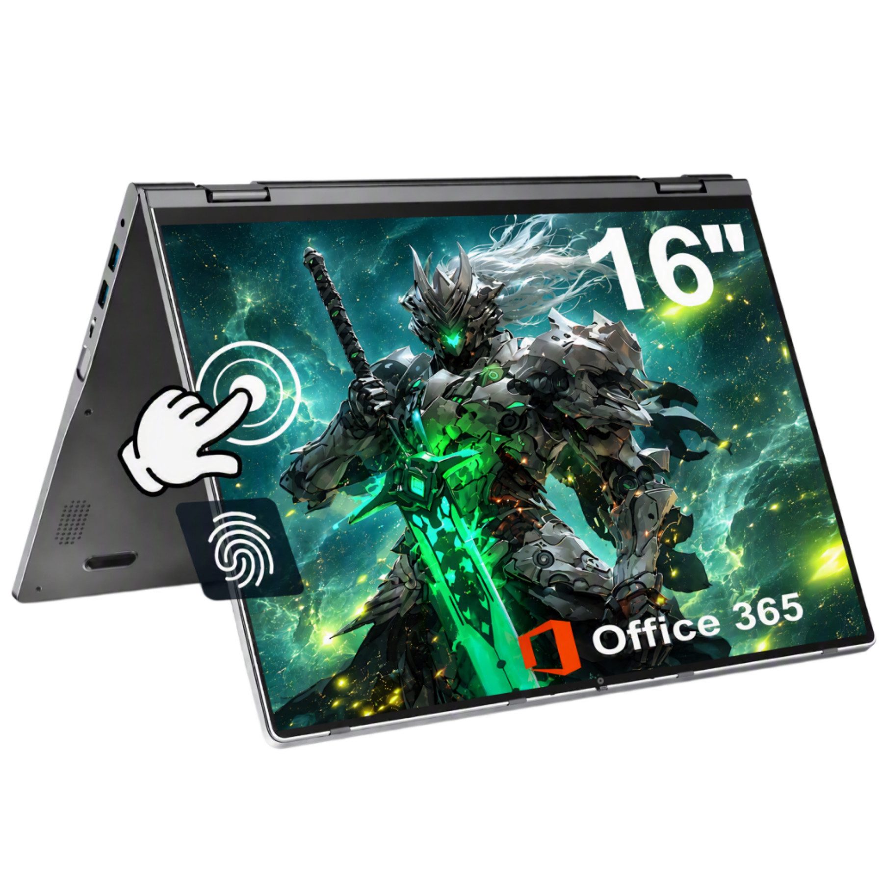 MENGHU 2-in-1 Convertible Laptop 16 Zoll Touch-Screen 16GB RAM 640GB SSD Notebook (Intel Celeron N5095, Intel UHD Graphics, 16 GB, 640 GB SSD, 4-core CPU)