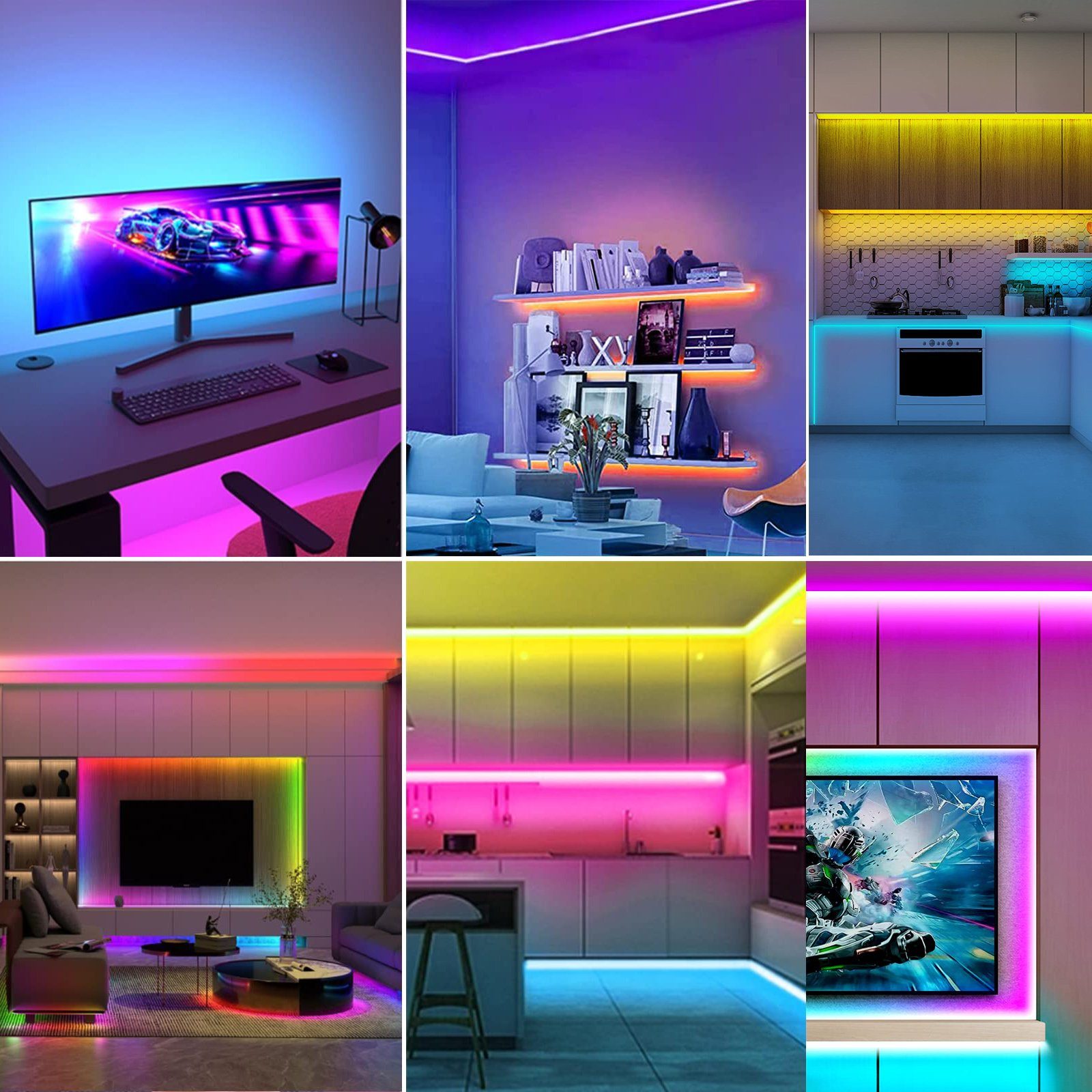 MUPOO LED Lichtleiste RGB LED-Streifen USB TV-Hintergrundbeleuchtung, LED-Stripe Nachtlicht, 2M--Fernbedienung, Musik-Sync,Gaming-Dekor Atmosphäre,LED Nachtlicht