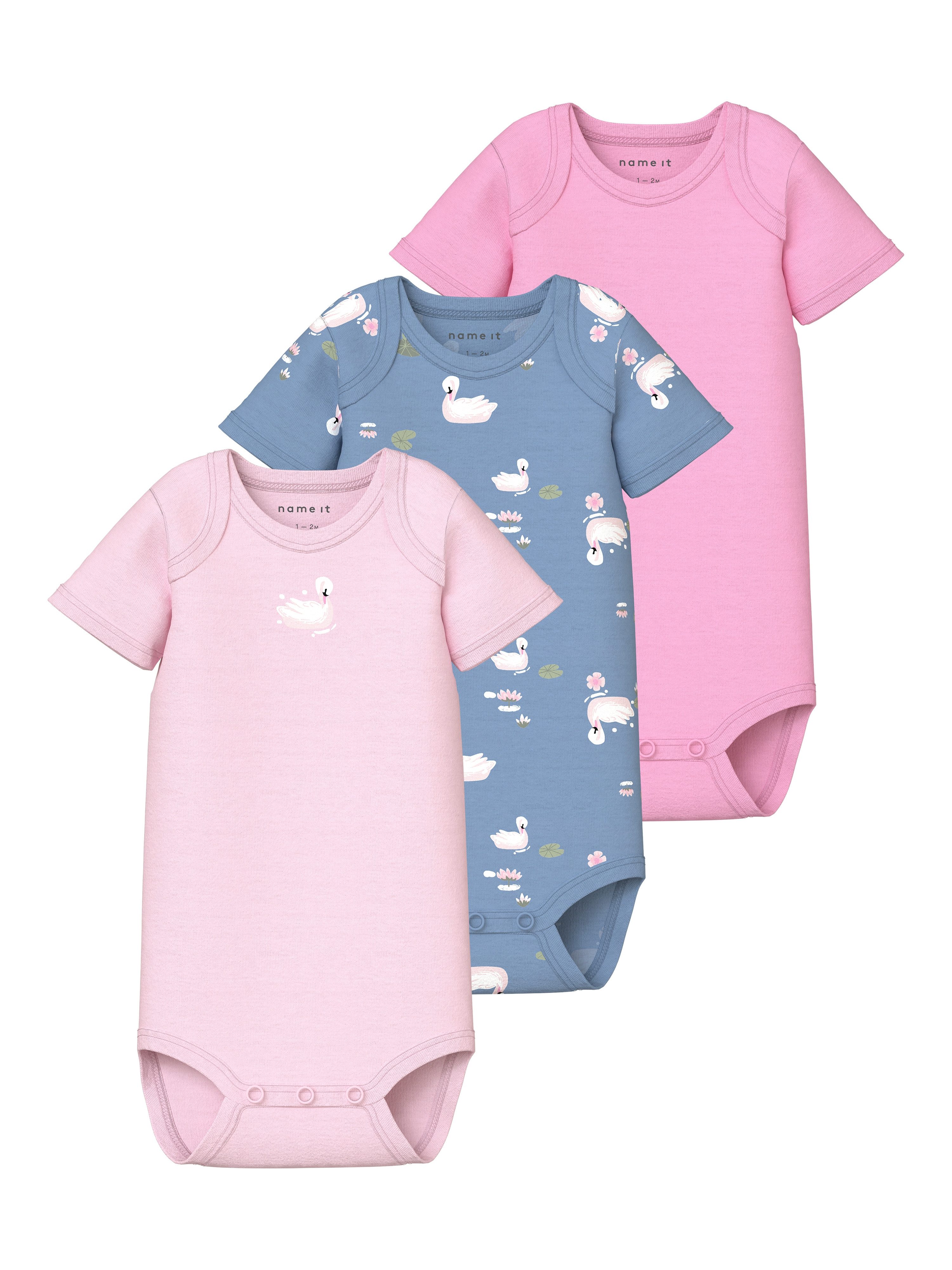 Name It Kurzarmbody NBFBODY 3P SS SWAN NOOS (Packung, 3-tlg)
