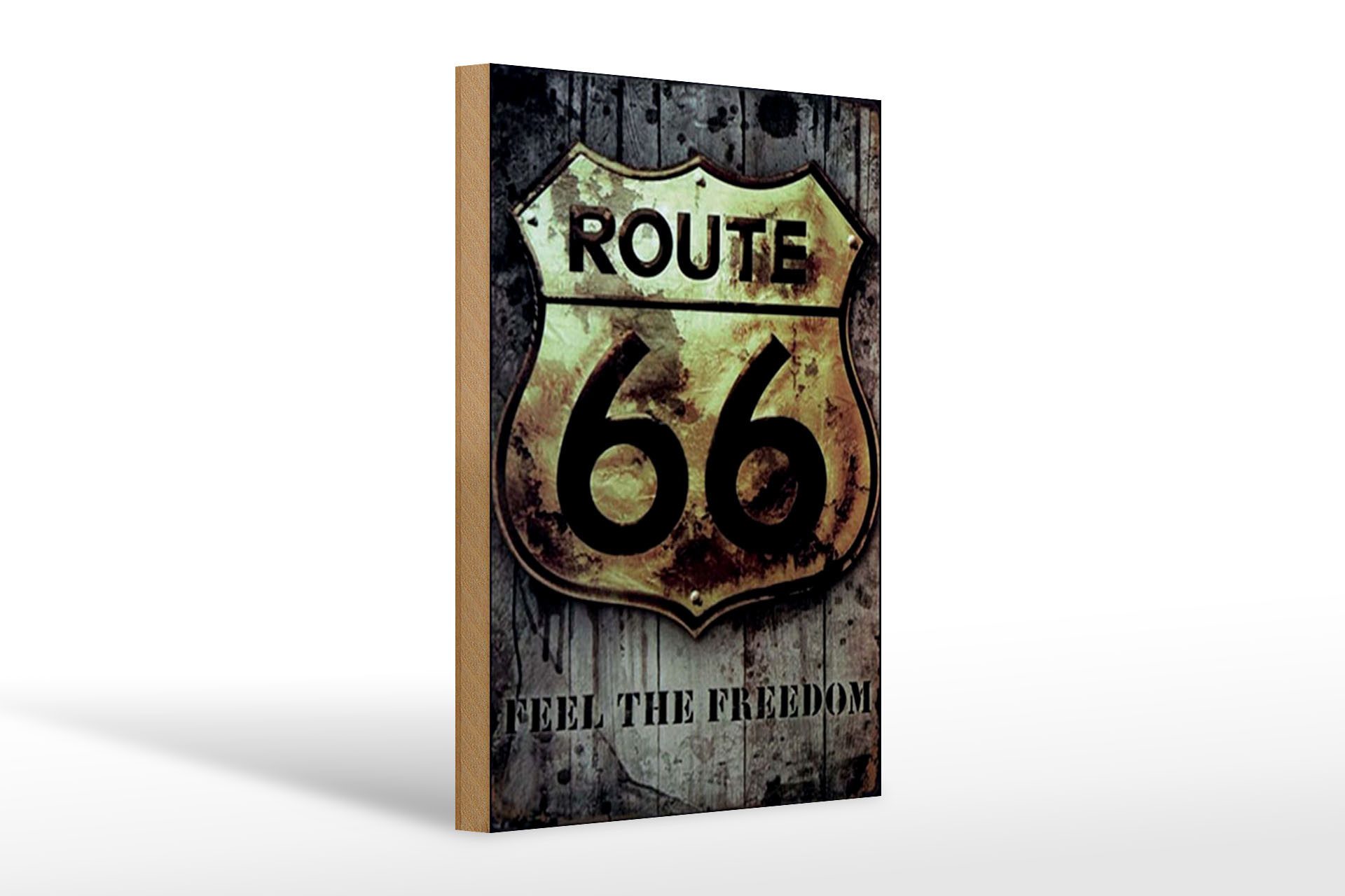Holzbild Retro 20x30cm route 66 feel the freedom