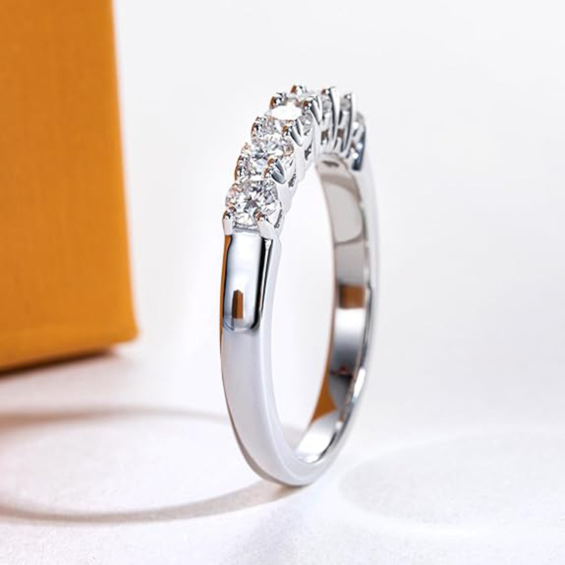 Jumpeak Diamantring D VVS1 14K Gold,Diamant Ring Damen,Verlobungsring, Runder Brillantschliff, Hochzeitsband, Hochzeitsgeschenk, 6 Diamanten