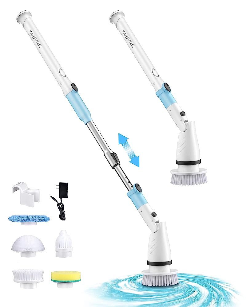 TASVAC Hartbodenreiniger EB5 Akku-Reinigungsset 21W, 2000mAh, 180 Min. Laufzeit, 5 Bürstenköpfe, 21 W, Nicht zutreffend, Verstellbarer Griff,wasserdichtes Gehäuse
