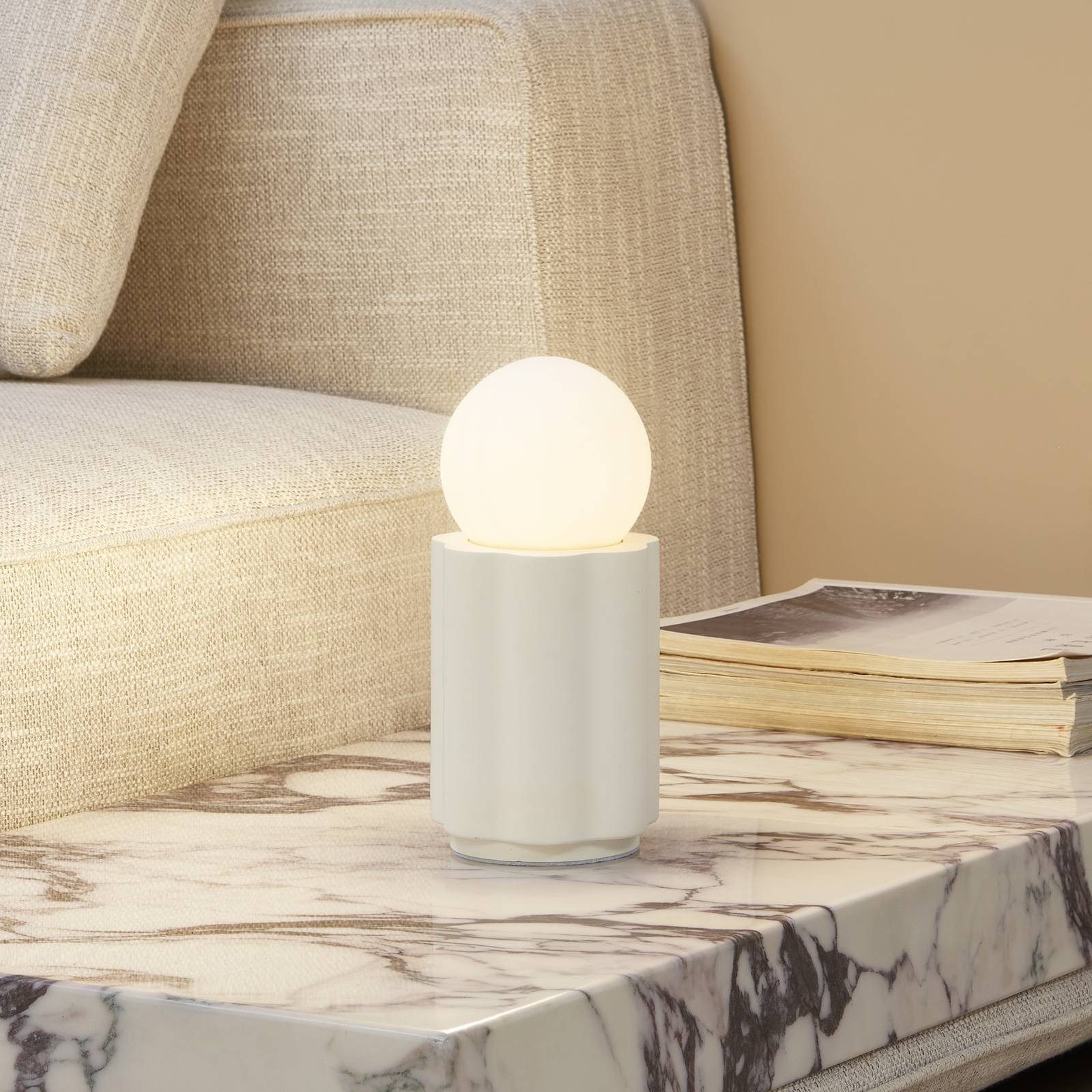 Lindby Tischleuchte Nielson, Gips Weiß IP20, 1 x 15 W LED