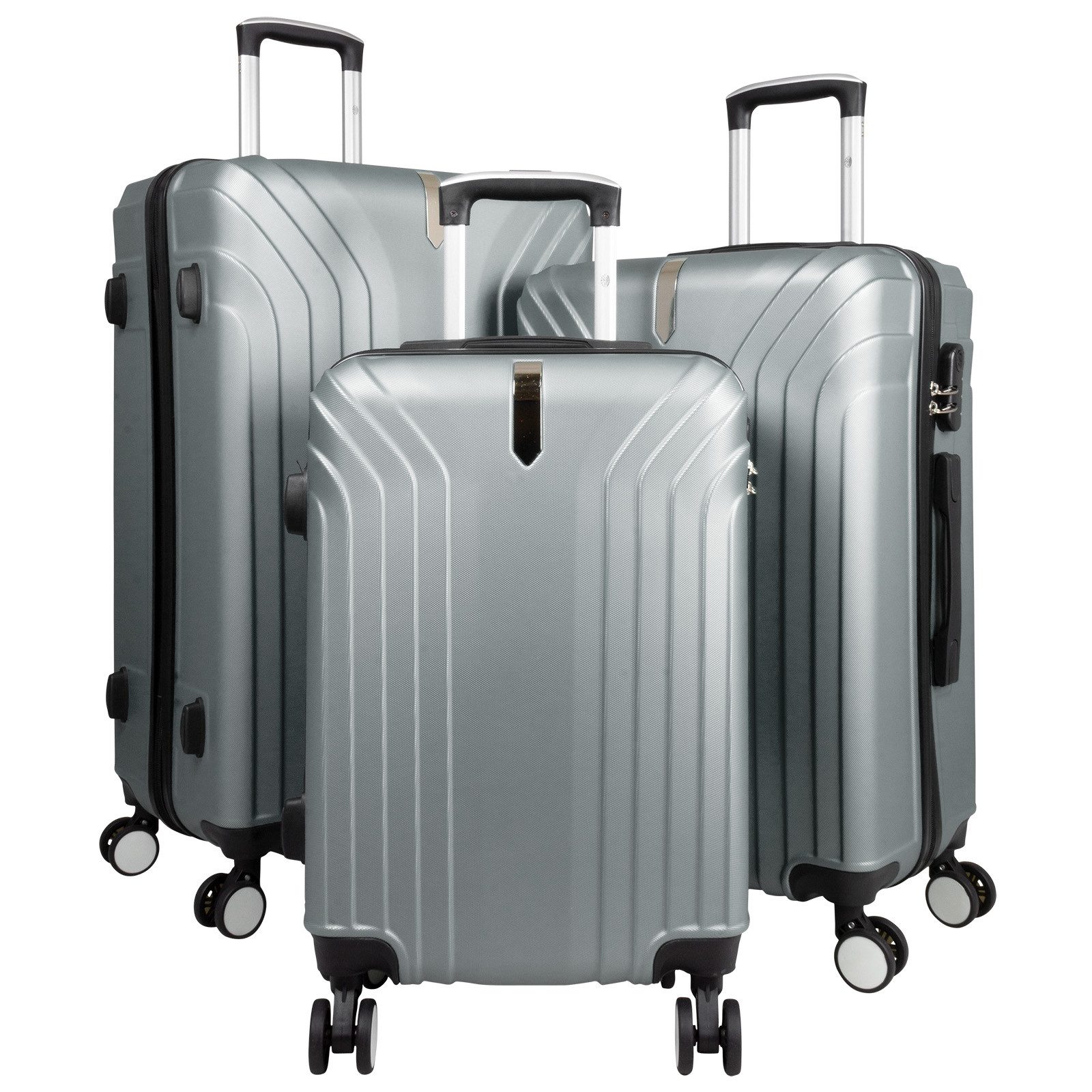 Trendyshop365 Trolleyset Kofferset 3tlg Palma24, 4 Rollen, (Hartschale, 3 tlg., Trolleyset), ABS, robust und kratzunempfindlich