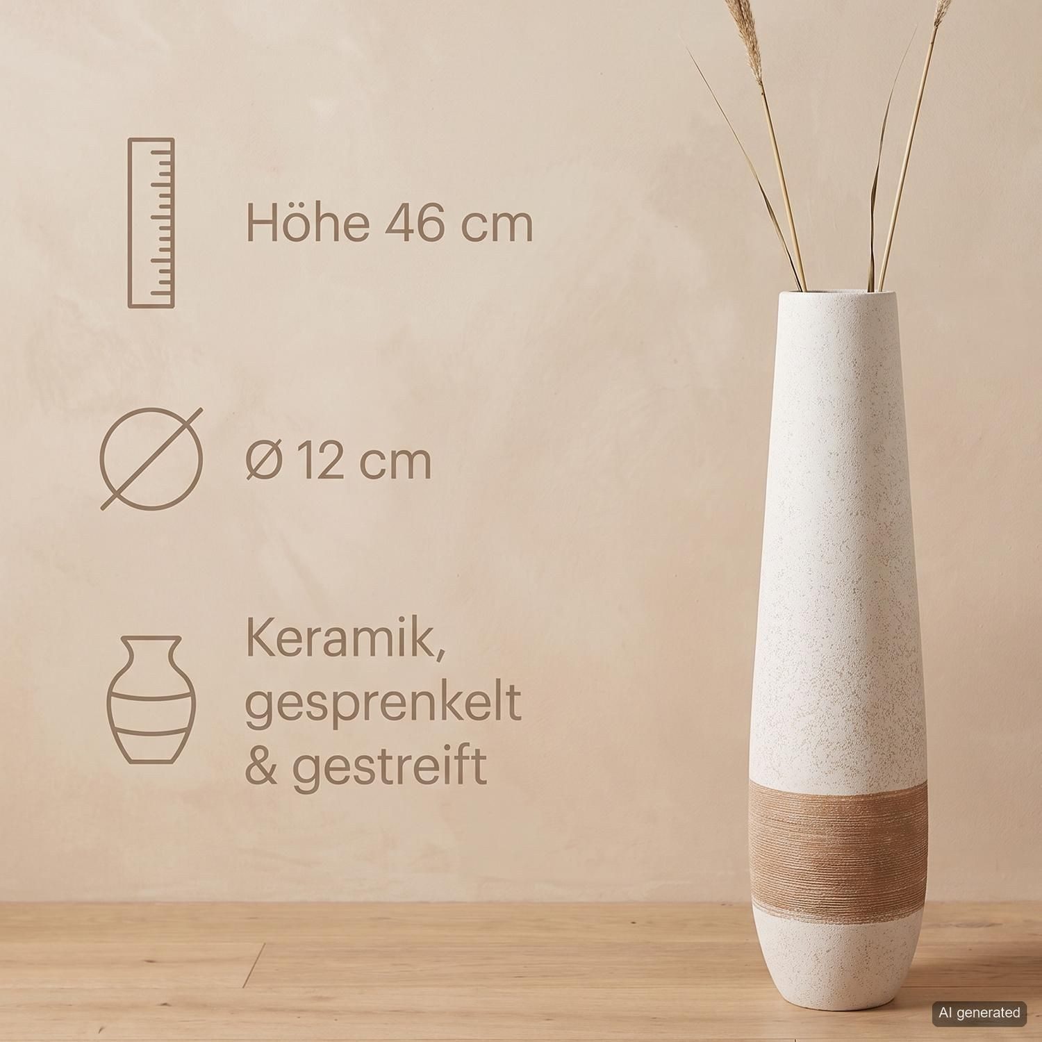 GILDE Bodenvase Vase "Olbia" (1 St), Gesprenkelt-gestreiftes Design, braun-creme, Blumenvase