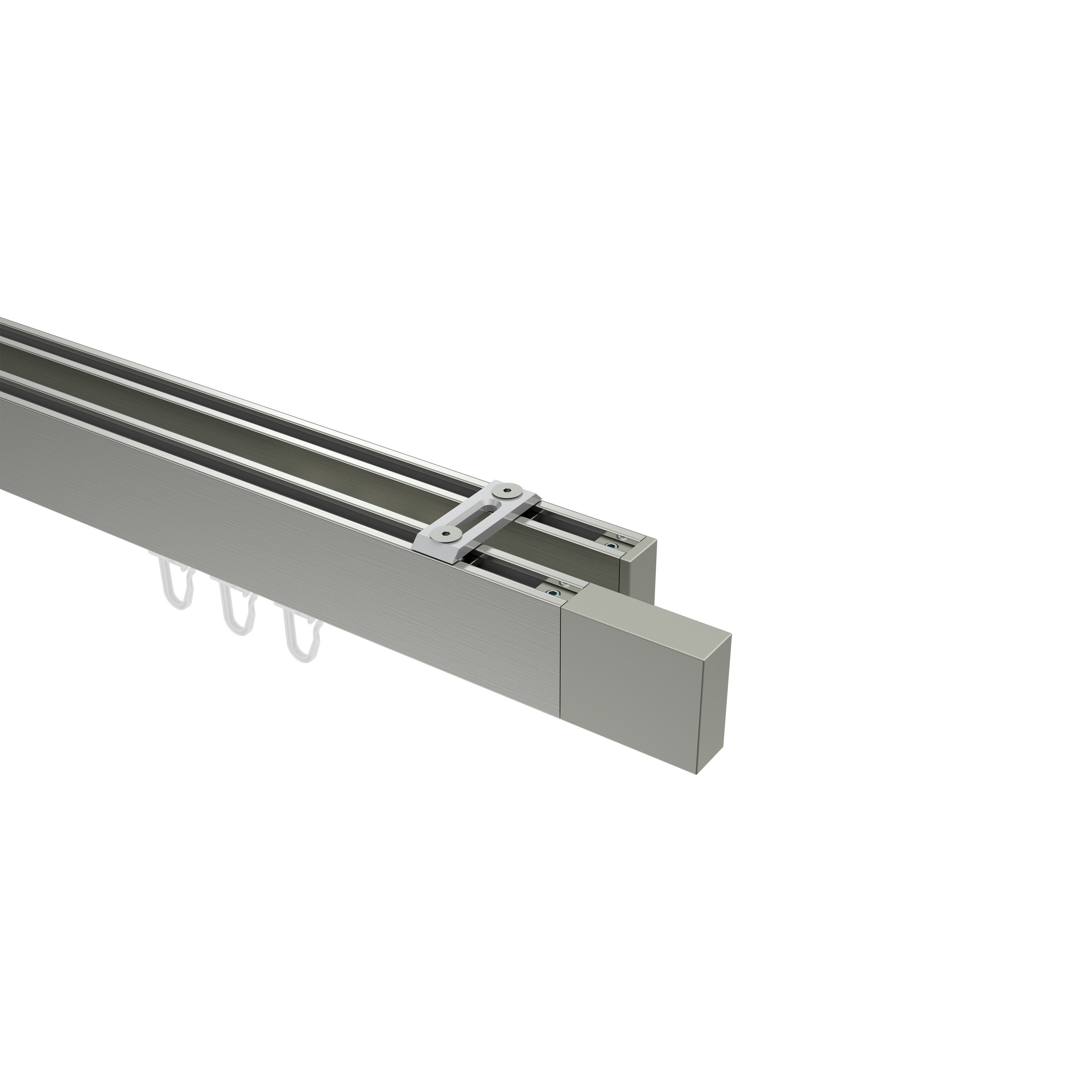 Gardinenstange Smartline Lox, INTERDECO, 2-läufig, 14x35 mm, eckig, Deckenmontage, Edelstahl-Optik