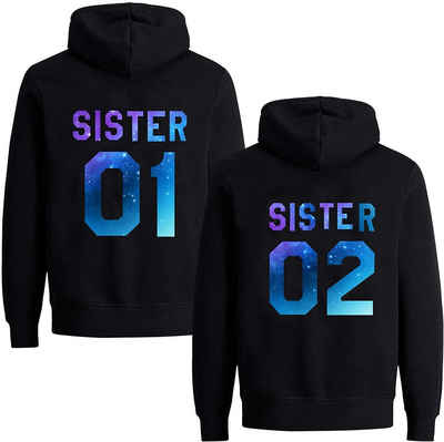 Couples Shop Kapuzenpullover »Sister 01 & Sister 02 Beste Freunde Damen Hoodie Pullover« (1-tlg) mit modischem Print