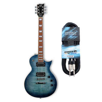 ESP E-Gitarre ESP LTD EC-256FM CB E-Gitarre Cobalt Blue mit Kabel