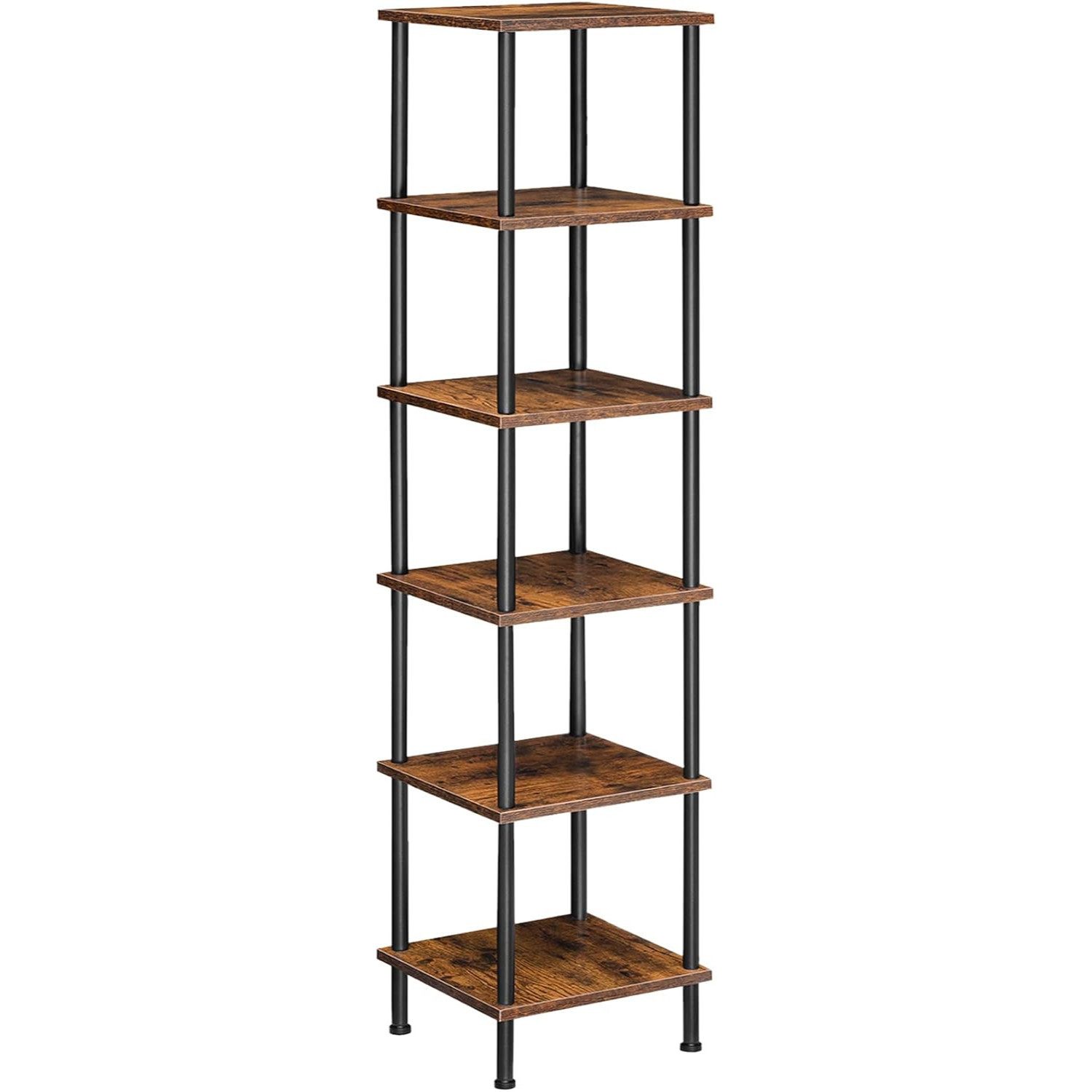 Hoobro Bücherregal Bücherregal mit 6 Ebenen, schmales Eckregal, Standregal Industrial