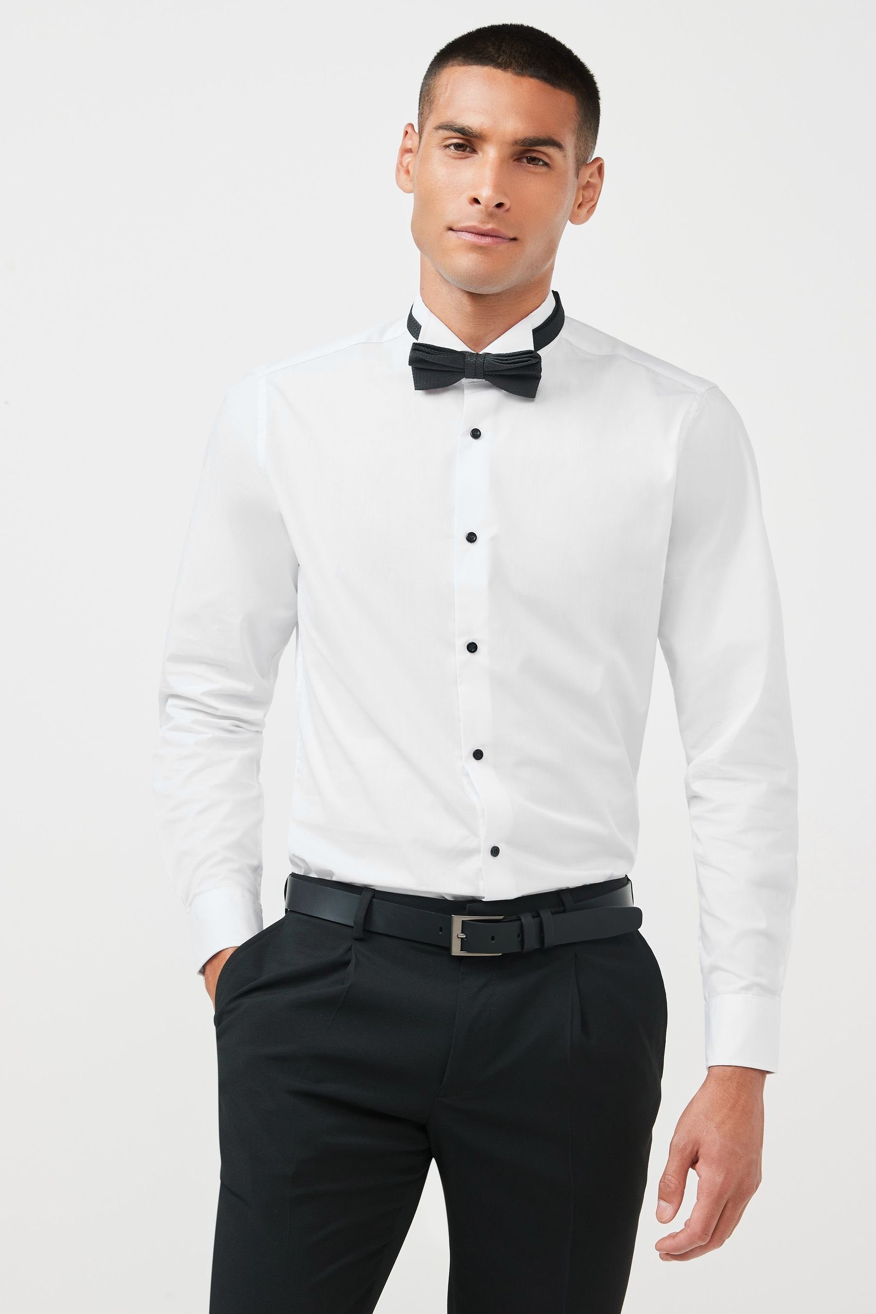 Langarmhemd Slim-Fit-Hemd und Fliege im Set