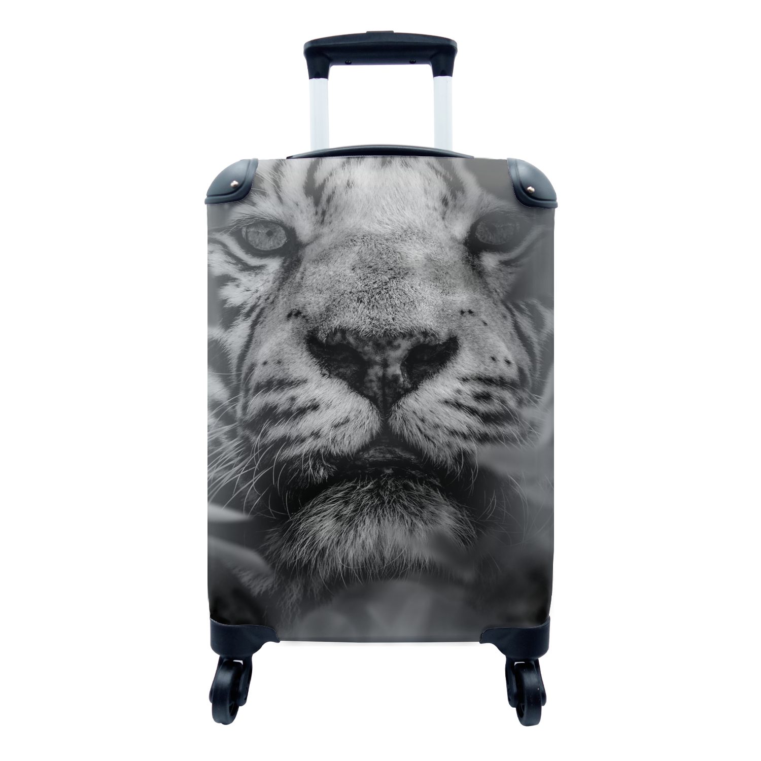 Trolley, weißen und Reisetasche Reisekoffer 4 einem Dschungel Handgepäck im Tiger mit für Blättern Rollen, Ferien, MuchoWow Handgepäckkoffer Nahaufnahme rollen, von -,