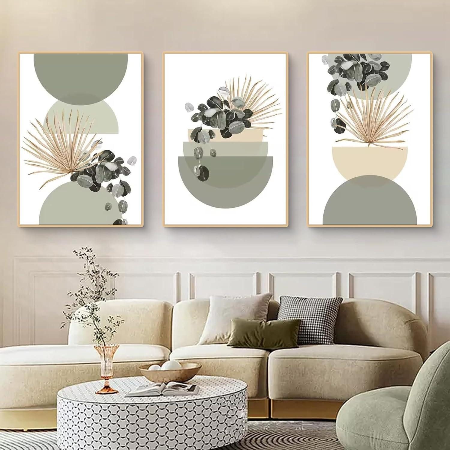 LuxusKollektion Poster Poster 3teilig Boho grüne Pflanze Wohnzimmer B 50x70cm