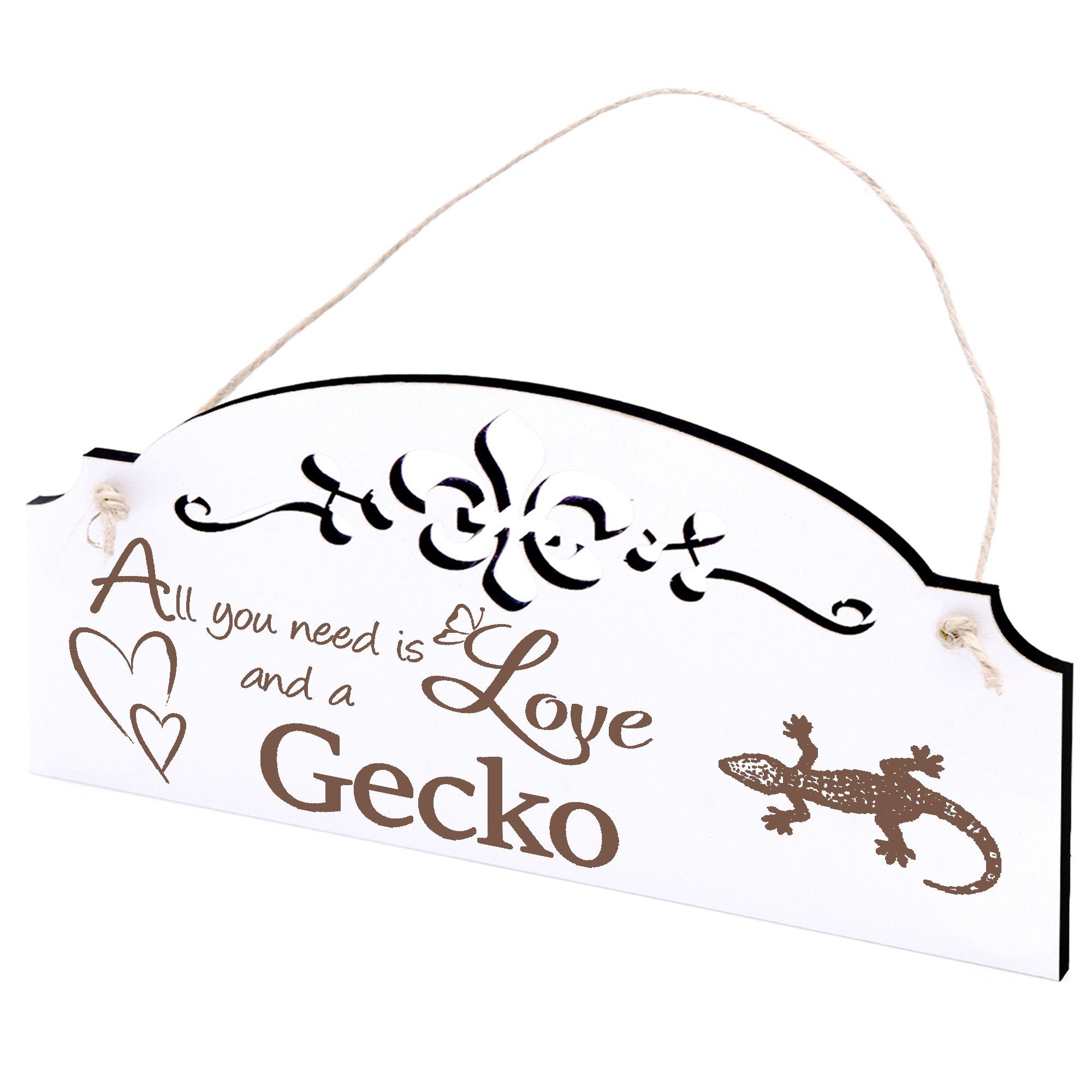 Dekolando Hängedekoration Gecko Deko 20x10cm All you need is Love