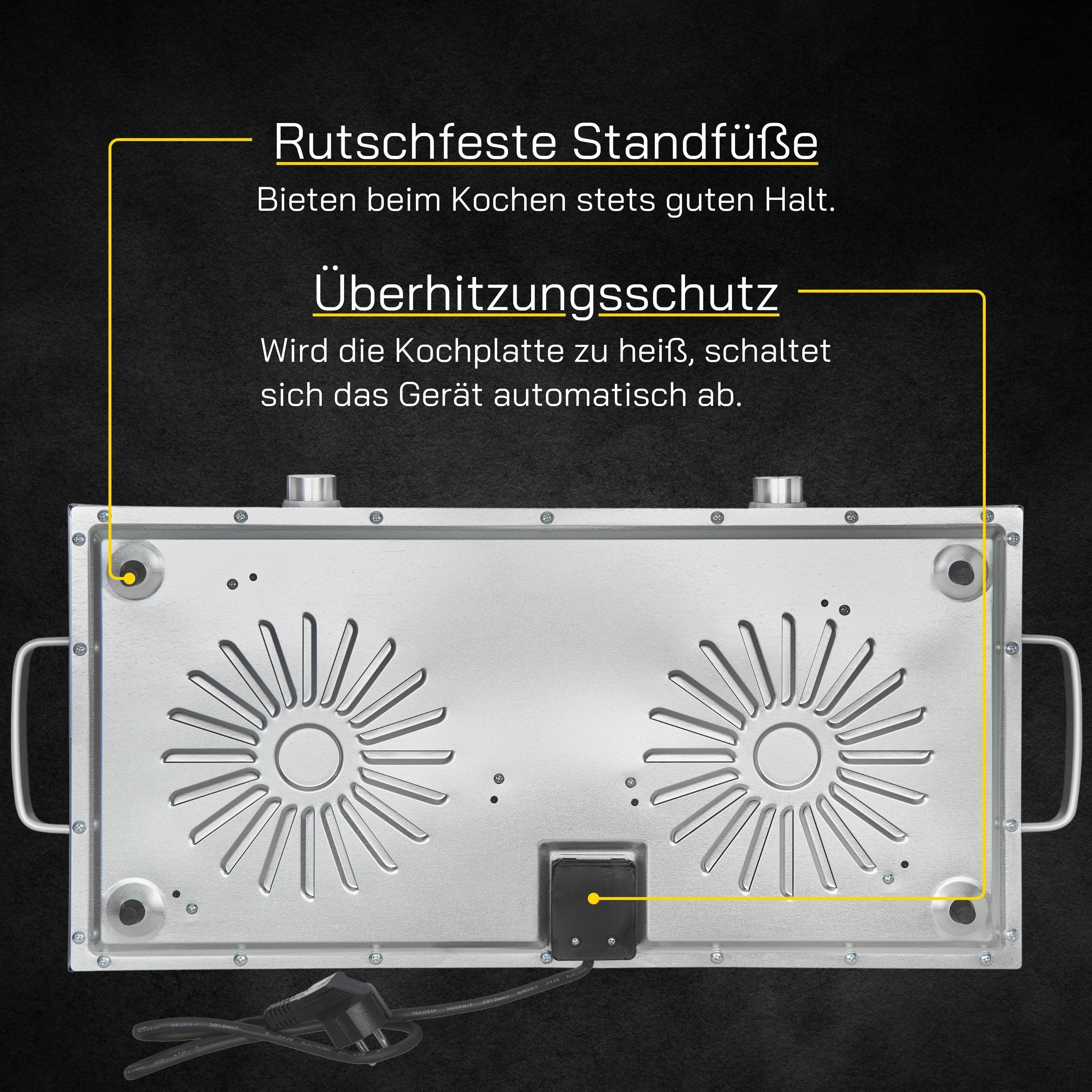 Gutfels Doppelkochplatte Glaskeramik, aus Temperaturregelung 2 2800 W, Kochfelder COOK 4010