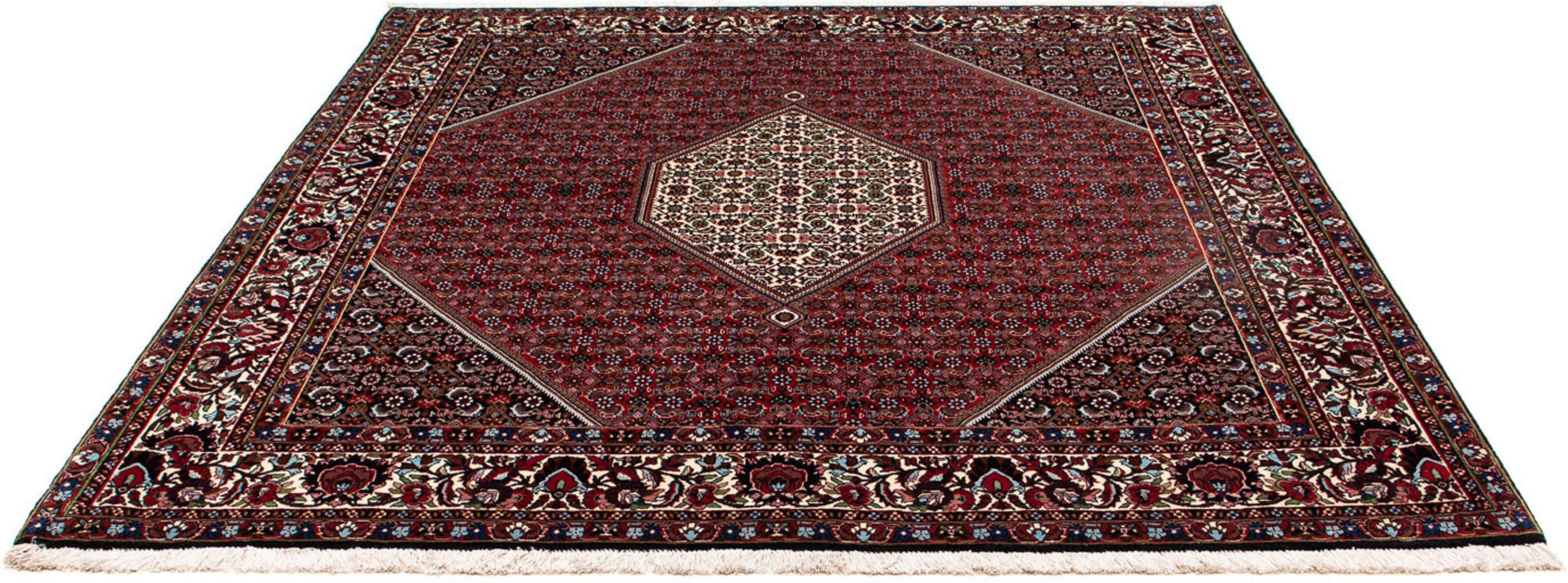 Orientteppich Perser - Bidjar quadratisch - 203 x 196 cm - dunkelrot, morgenland, quadratisch, Höhe: 15 mm, Wohnzimmer, Handgeknüpft, Einzelstück mit Zertifikat