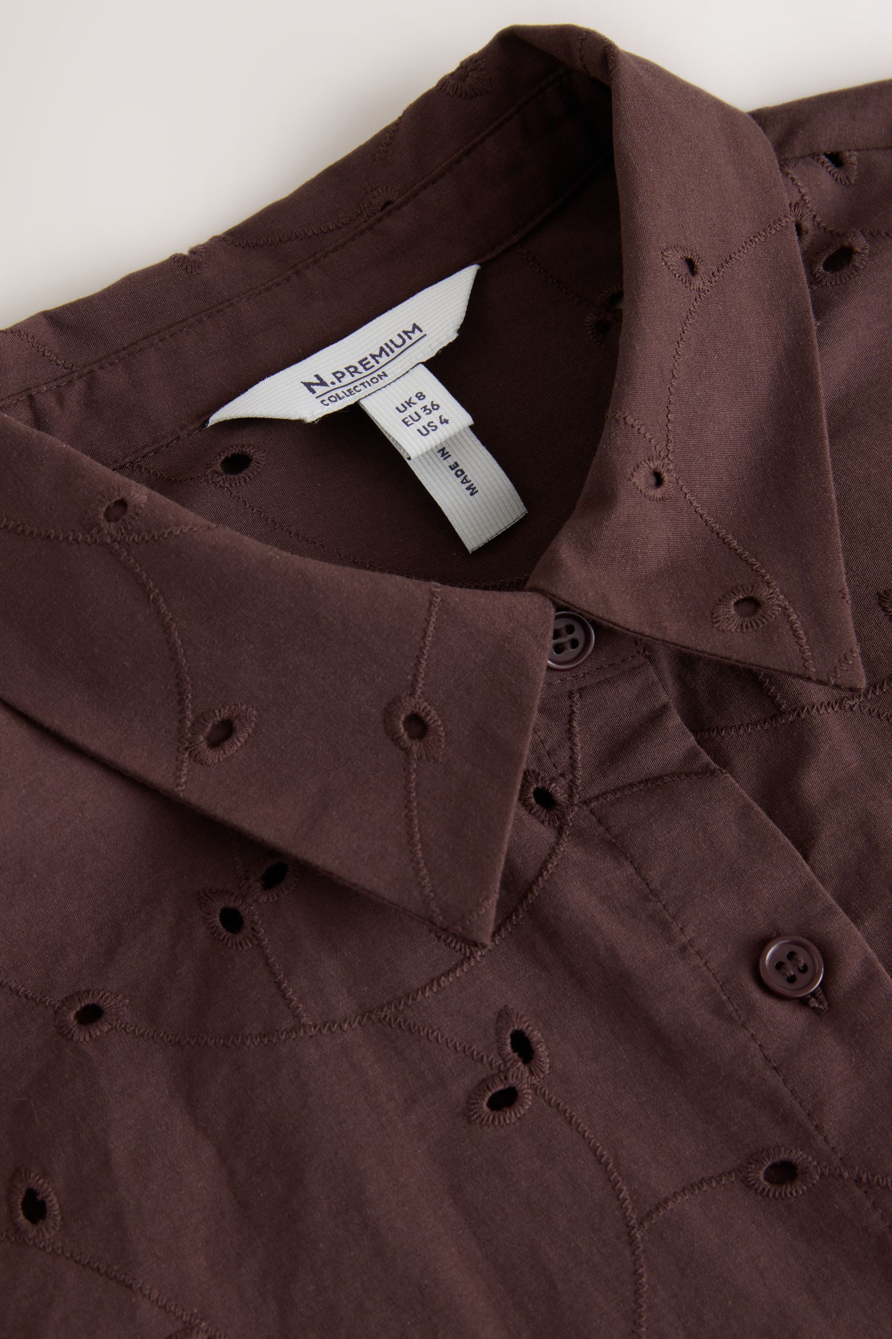 Next Hemdbluse Bluse mit Lochstickerei und 3/4-Ärmeln (1-tlg)