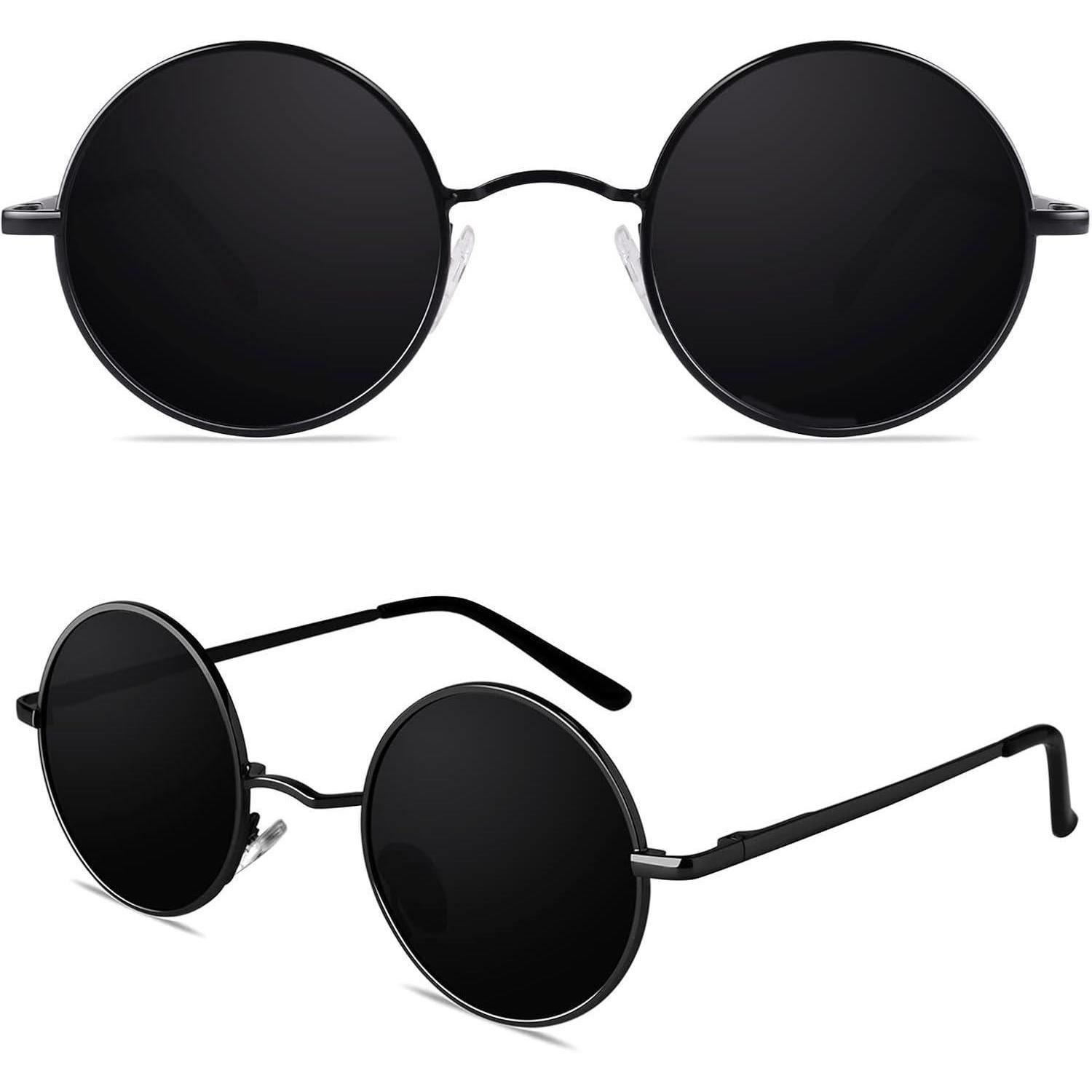 Retrosonnenbrille Sonnenbrille rund retro polarisiert Metallrahmen 45mm Schwarz Grau