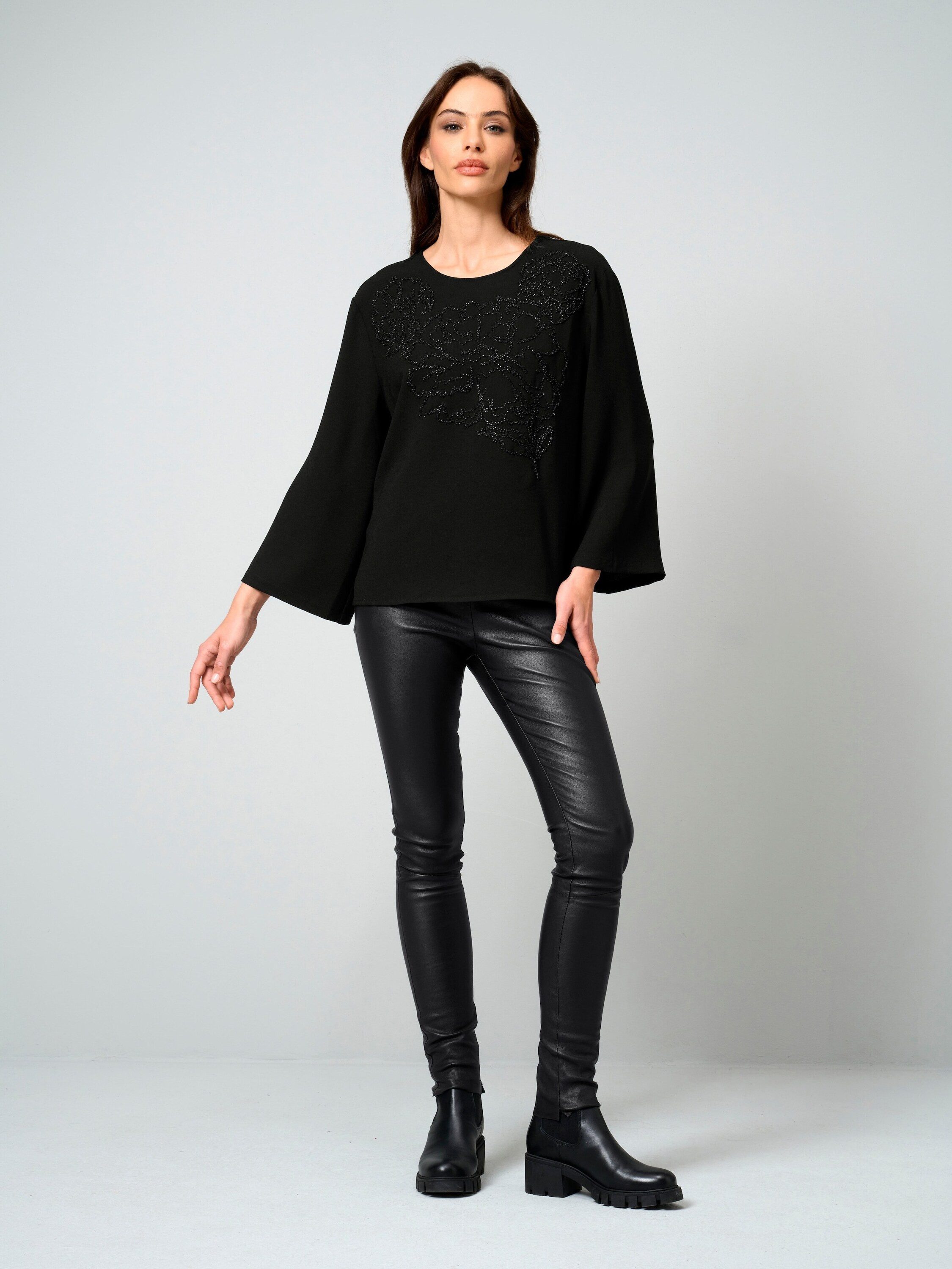 Alba Moda Schlupfbluse Bluse mit Perlenmotiv