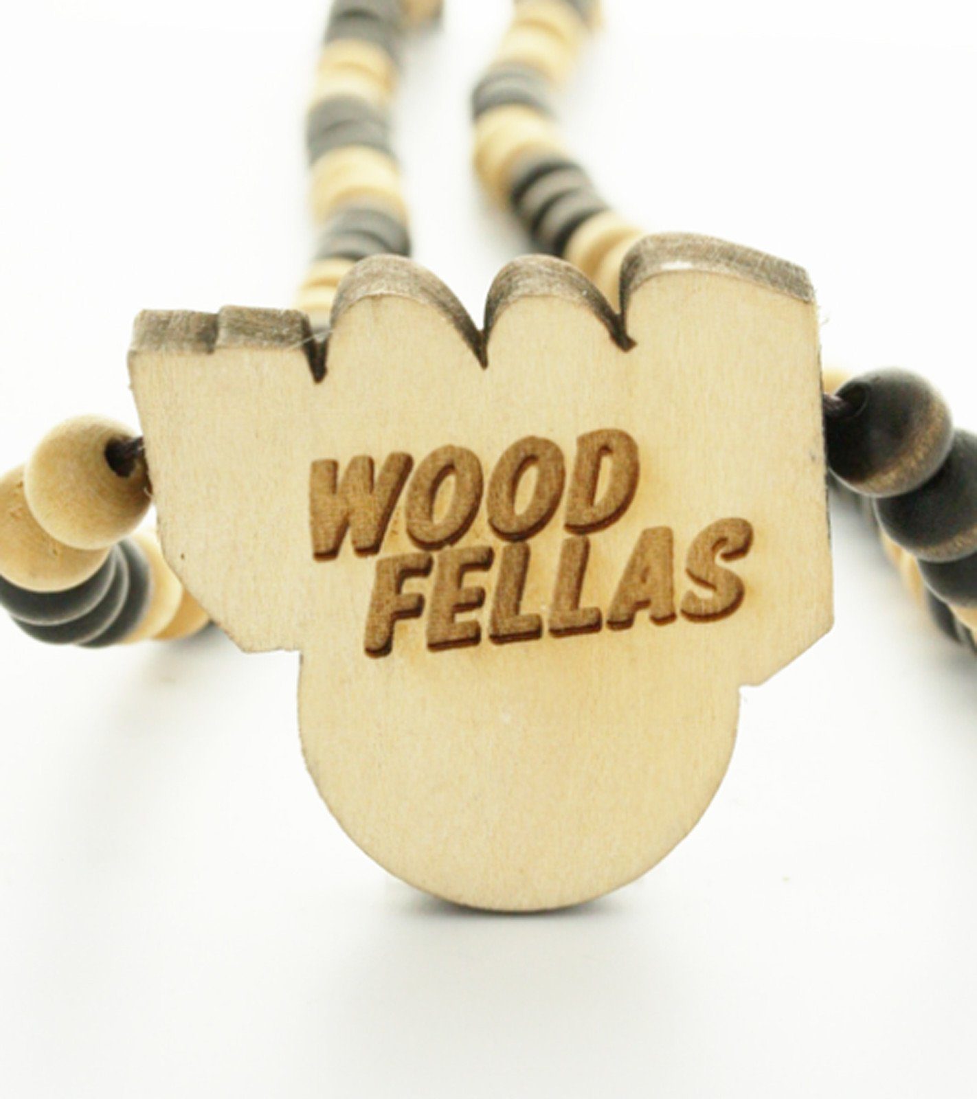 stylischer Halsband Mode-Schmuck WOOD FELLAS Holz-Anhänger Boom WOOD FELLAS Kette Beige/Braun mit Hals-Schmuck