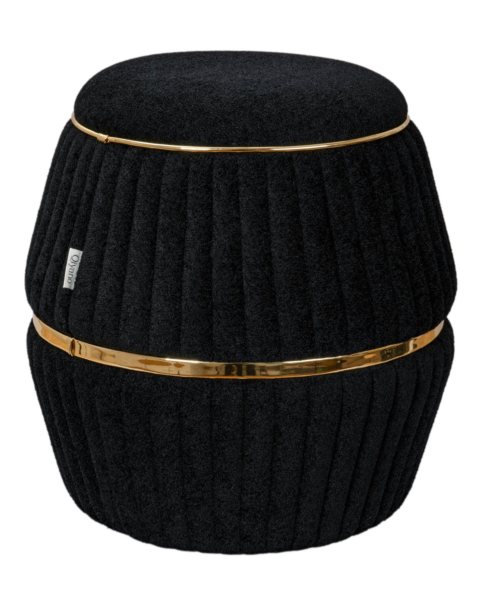 Qiyano Hocker Sitzhocker Teddy Schwarz - günstig online kaufen