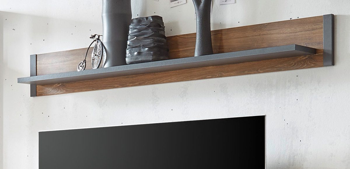 Furn.Design Wandboard Auburn, Wandregal in Eiche Stirling und Matera grau, Industrial Design
