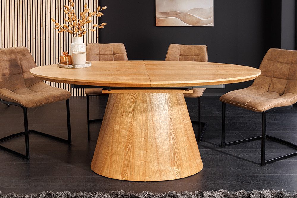 riess-ambiente Esstisch UNIQUE 160-200cm natur - Eichenholz, Säulenfuß, ausziehbar, 8 Personen (Einzelartikel, 1-St), Verlängerbarer Konferenztisch - ideal für Wohn-, Esszimmer und Küche
