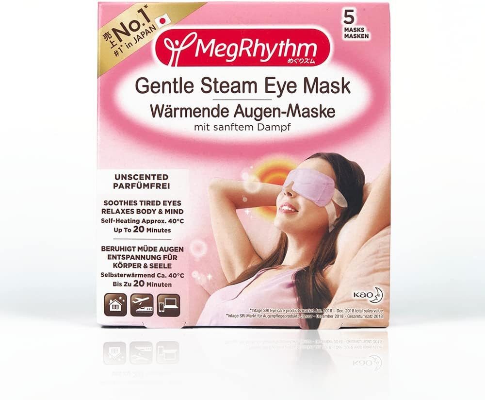 MegRhythm Augenmaske Wärmende Augen-Maske - 5er Packung - Parfumfrei, 5-tlg., Beruhigt müde Augen, Original aus Japan