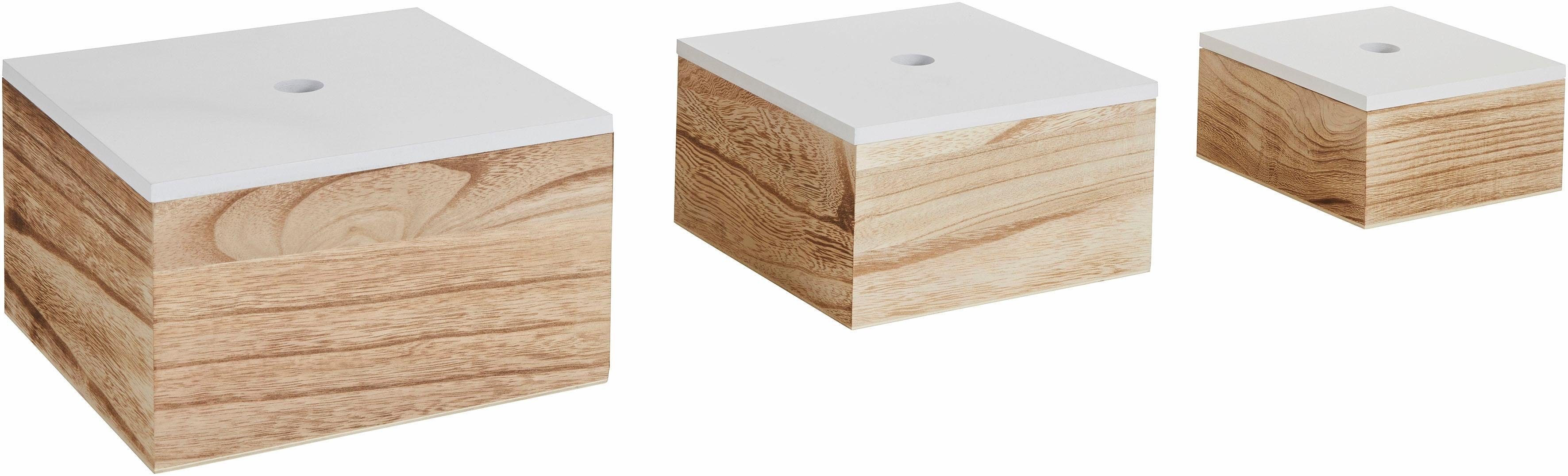 Zeller Present Aufbewahrungsbox, 3er Set, Holz, weiß/natur