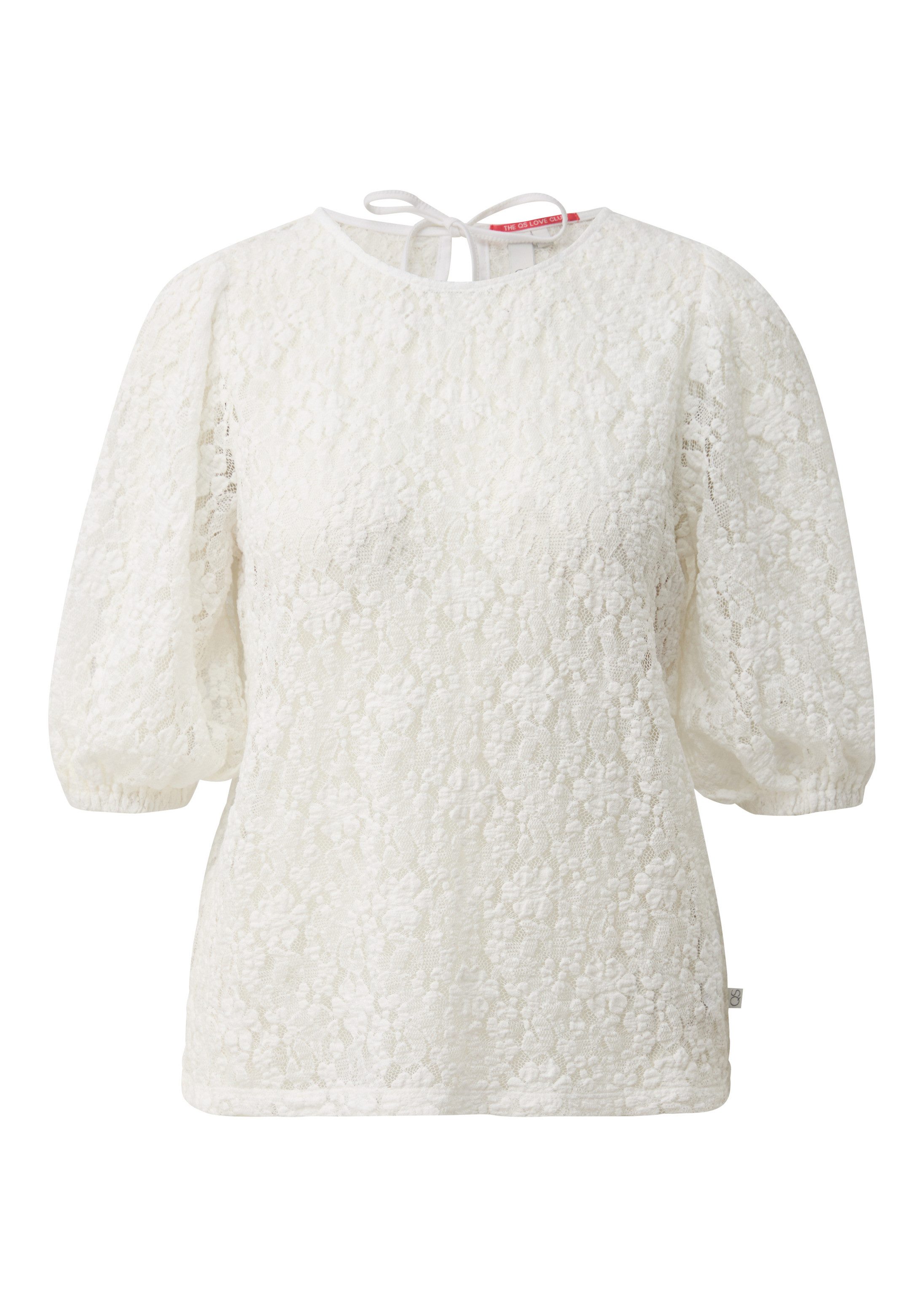 QS Kurzarmbluse Bluse Bluse aus elastischer Spitze