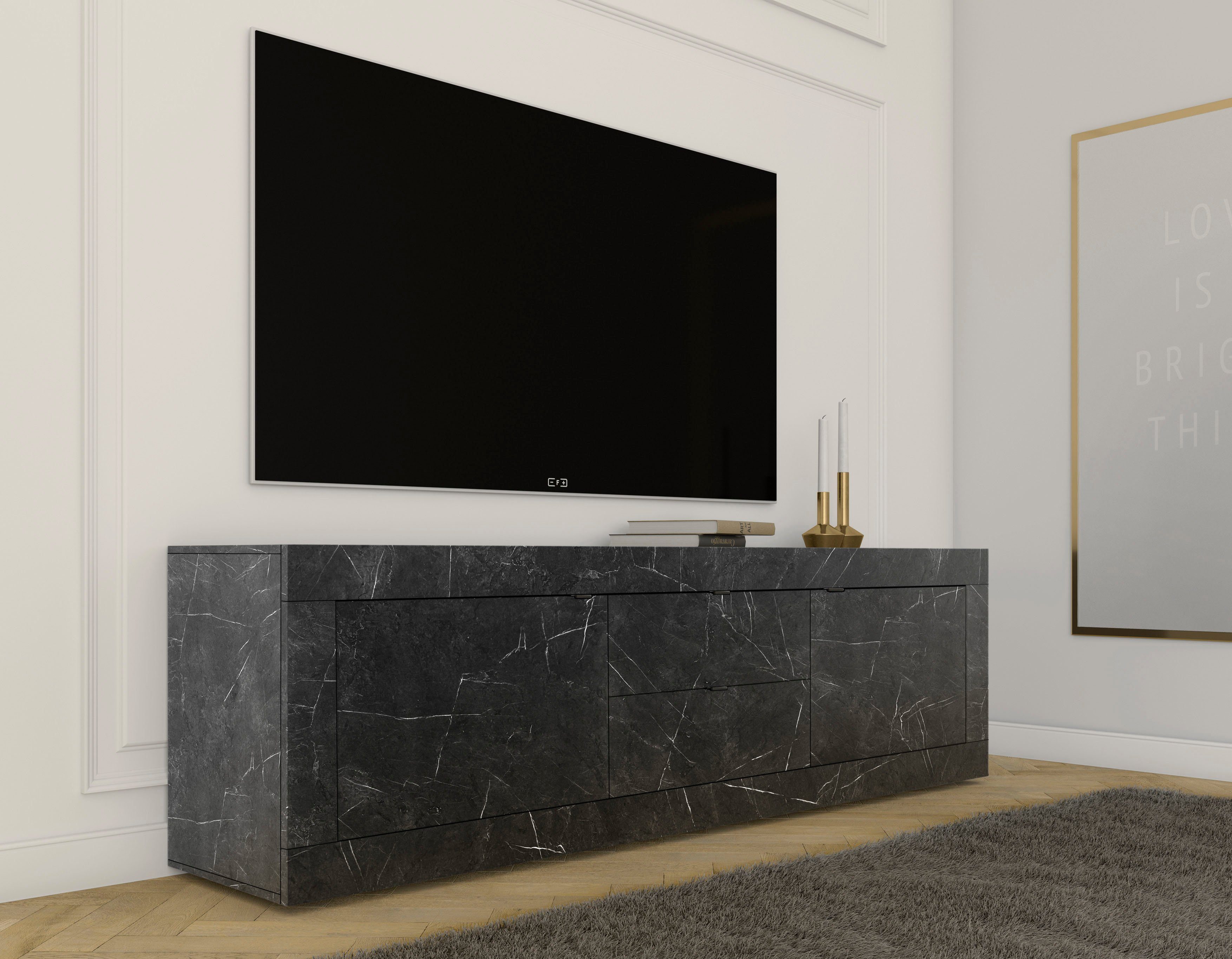 INOSIGN Lowboard "Basic Breite 210 cm, TV-Board 2 Türen, 2 Schubkästen, TV- günstig online kaufen