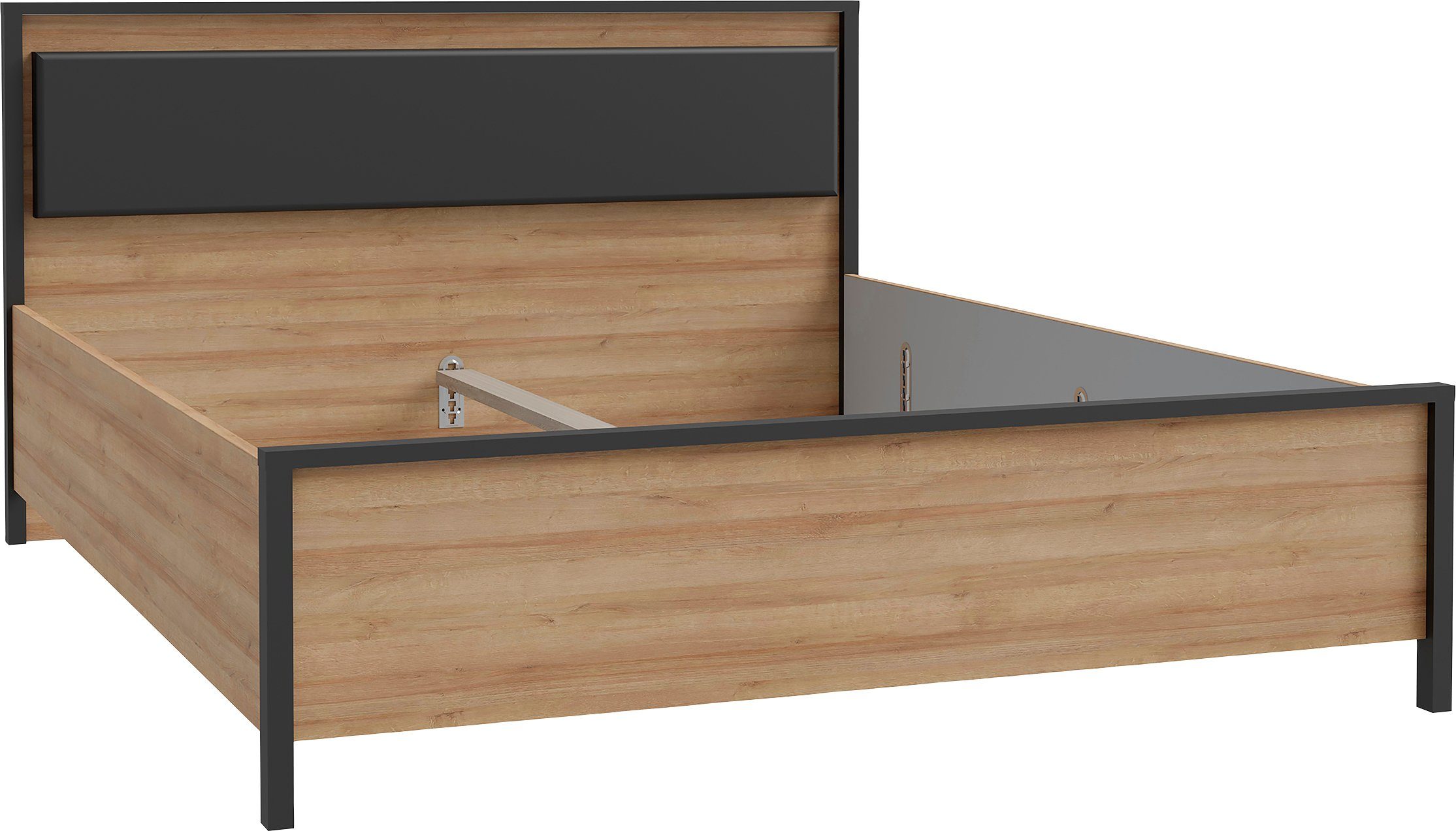 FORTE Bettgestell High Rock, Belastbar bis 240 KG (Liegefläche 160 cm x 200 cm), Kopfteil inklusive Beleuchtung