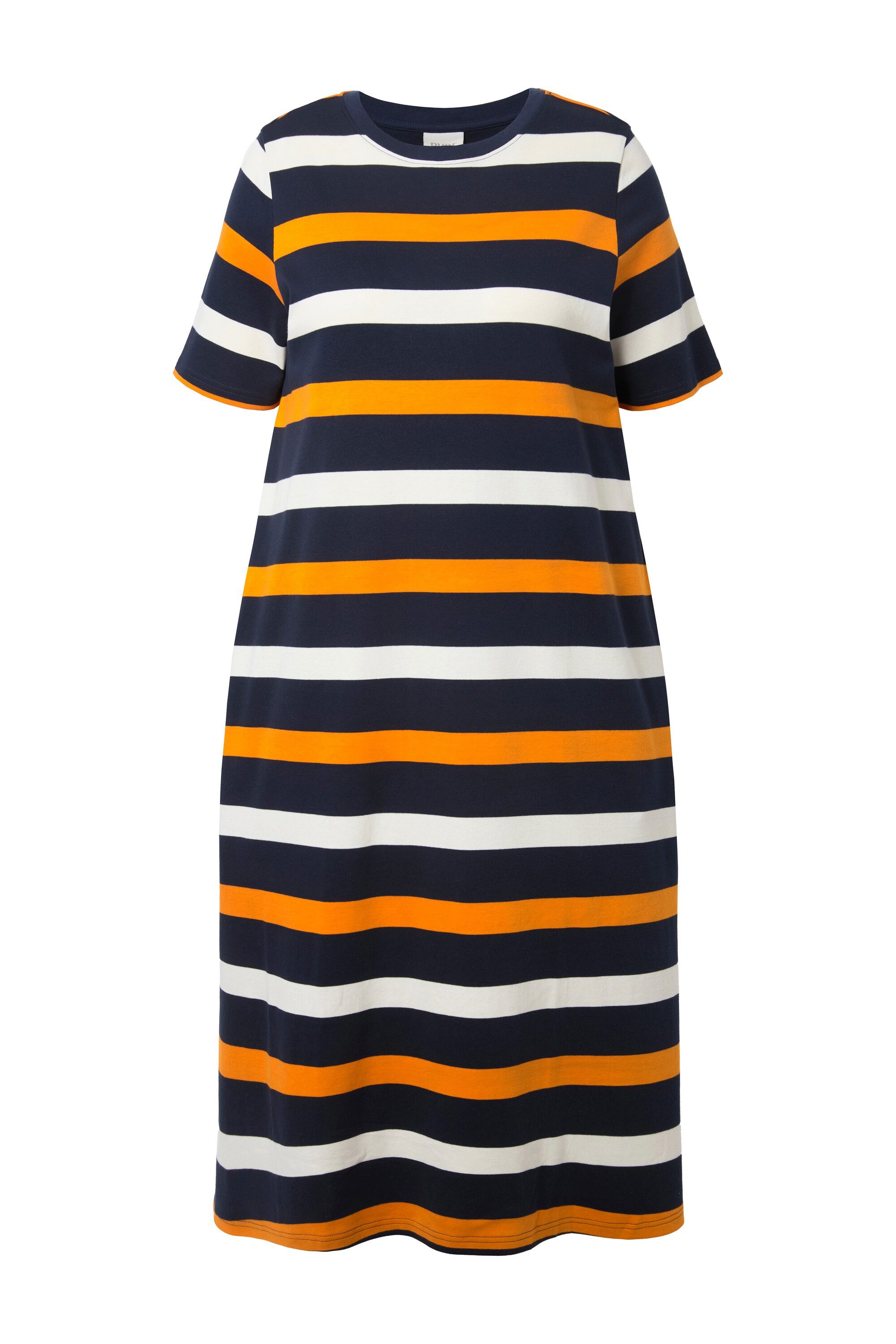 Ulla Popken Midikleid Midikleid Ringel Rundhals Halbarm Biobaumwolle günstig online kaufen