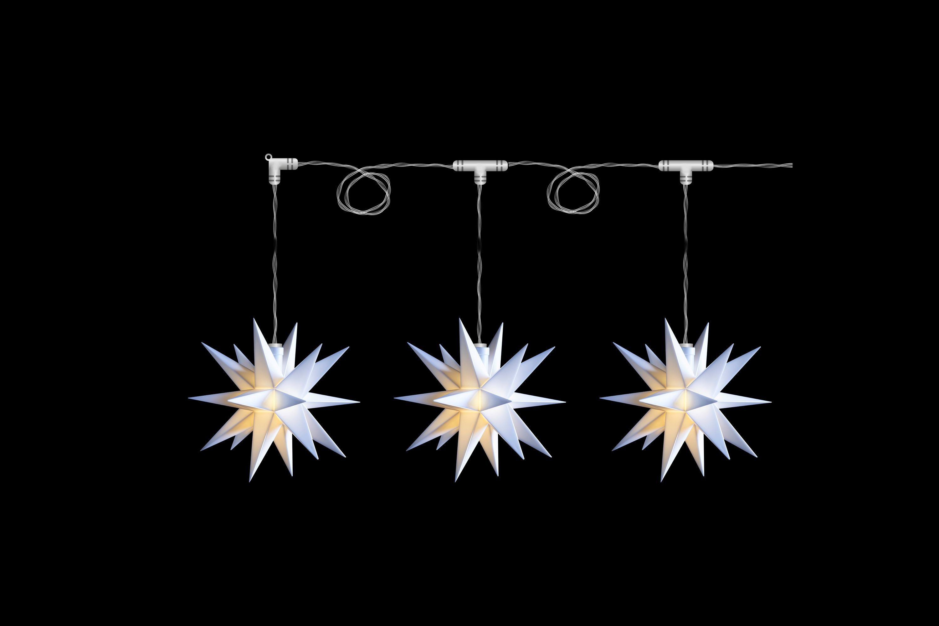 STERNTALER LED-Lichterkette DT7812, Sternenkette Weihnachtsstern Kette 3 Sterne 18 Zacker Weiß 1