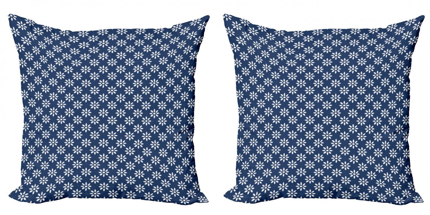 Kissenbezüge Modern Accent Doppelseitiger Digitaldruck, Abakuhaus (2 Stück), Navy blau Daisy wie Blumen