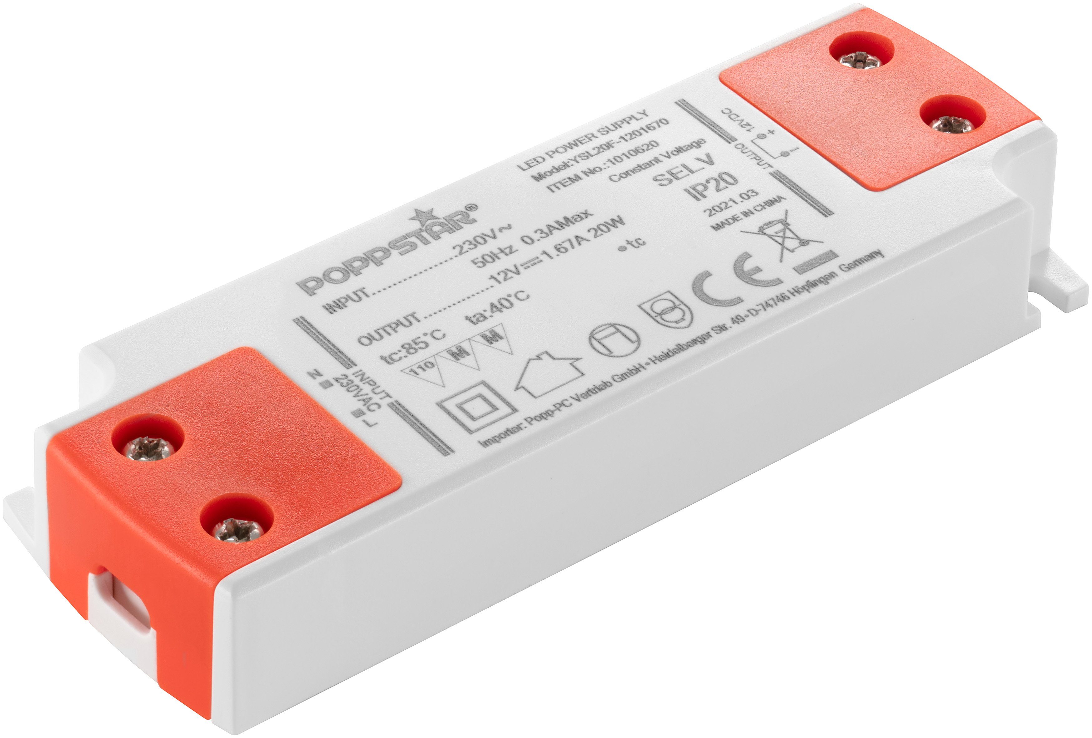 Ultra flacher LED-Transformator 230V AC / 12V DC 1,66A LED Trafo