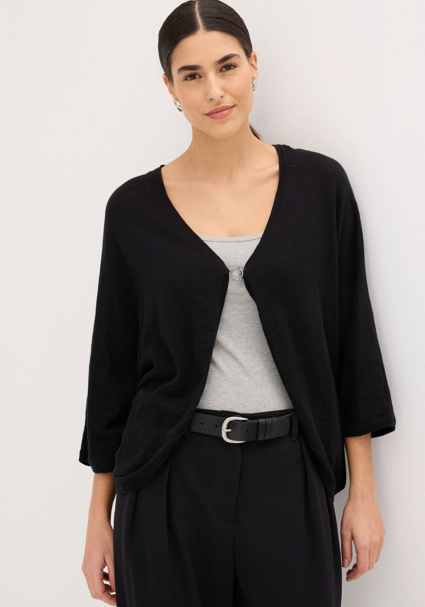 bonprix Strickjacke Oversize-Passform, 3/4-Ärmel, eleganter Stil, aus Baumwolle