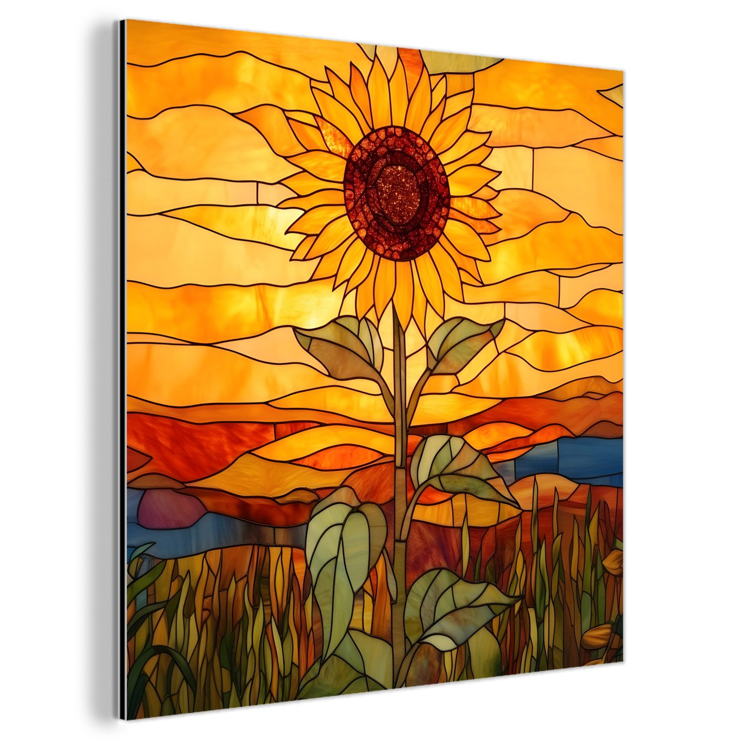 MuchoWow Metallbild Sonnenblume - Mosaik - günstig online kaufen
