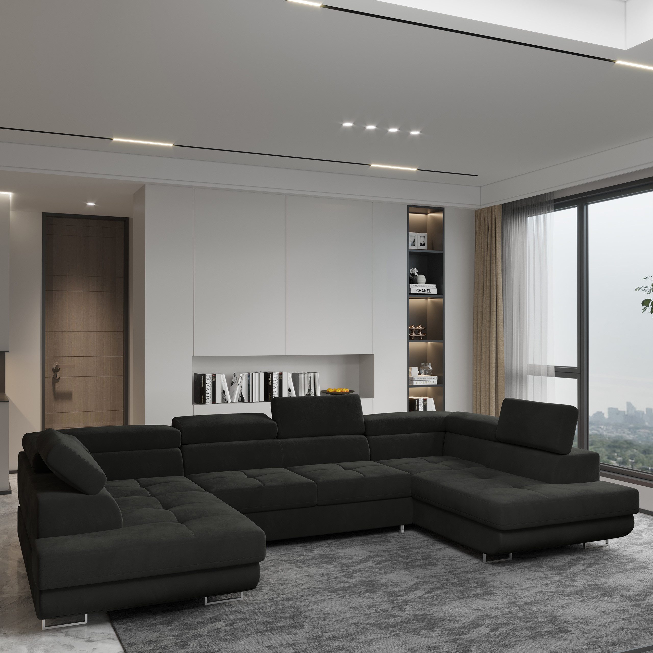 Masseno Ecksofa RAGGIO mit Schlaffunktion U-Form, Sofa mit Bettkasten