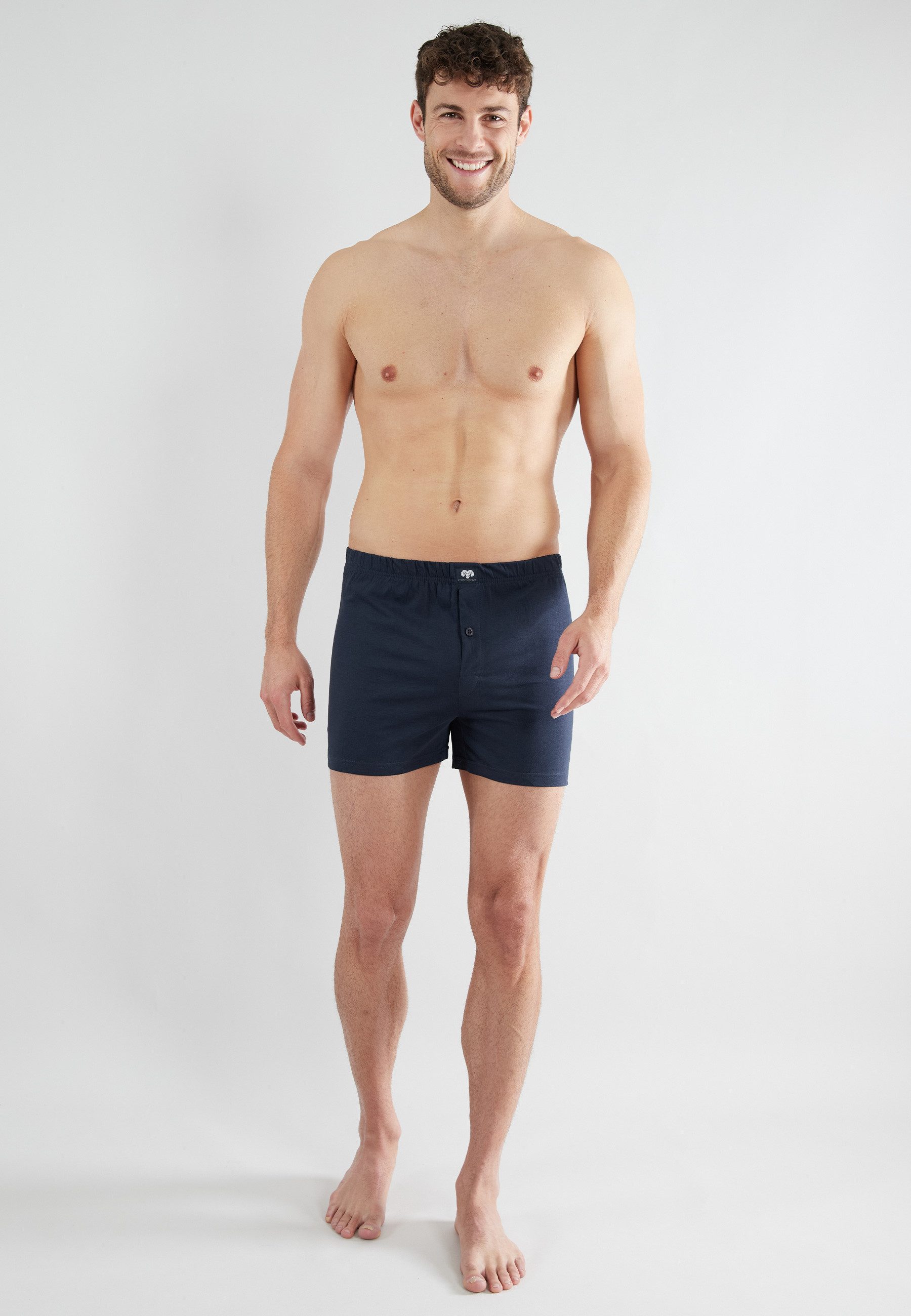 CECEBA Boxershorts CECEBA Herren Boxershort blau uni 5er Pack (5-St)
