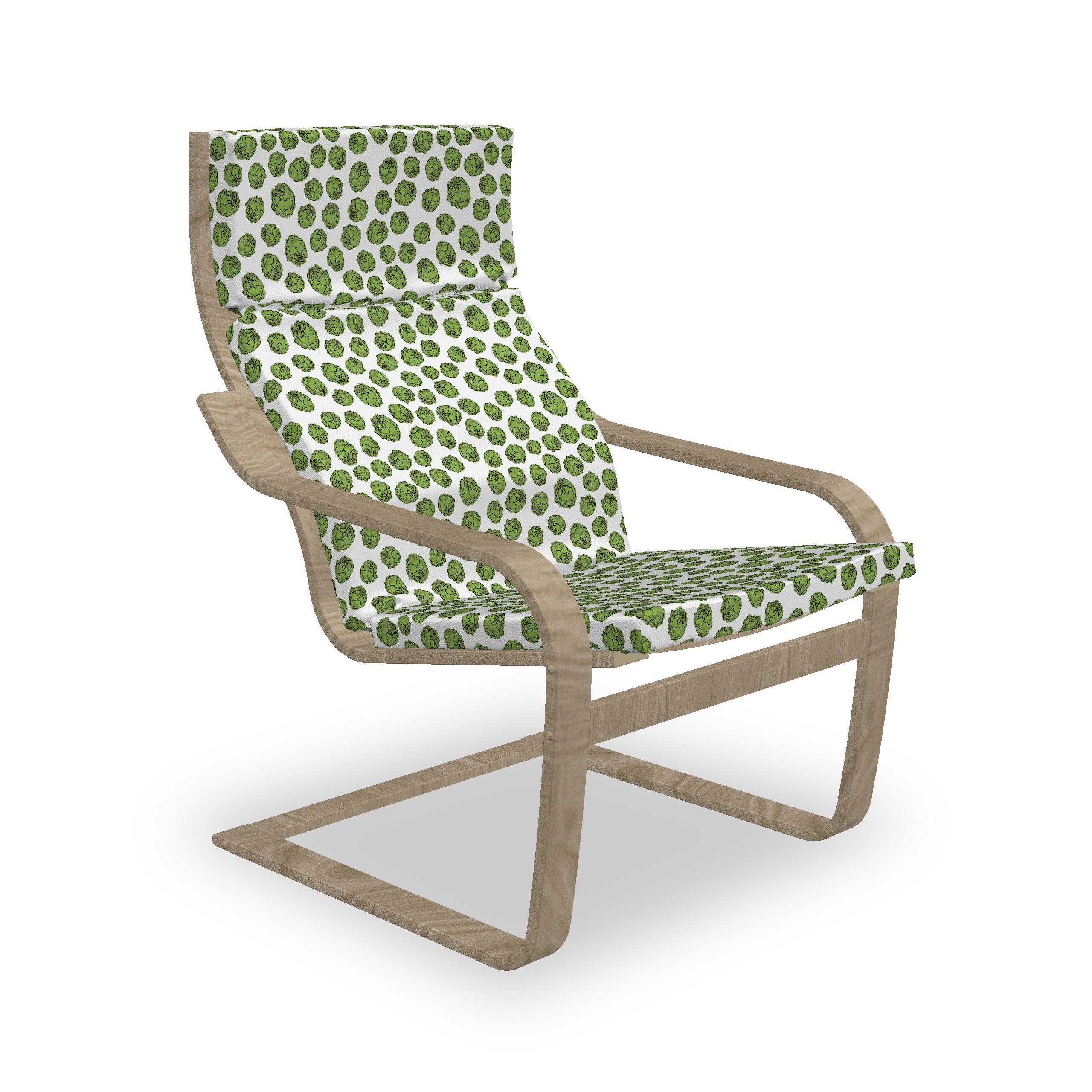 Hakenschlaufe Stuhlkissen Sitzkissen frische und Weiß und mit Reißverschluss, Abakuhaus mit Grün Artischocken Stuhlkissen