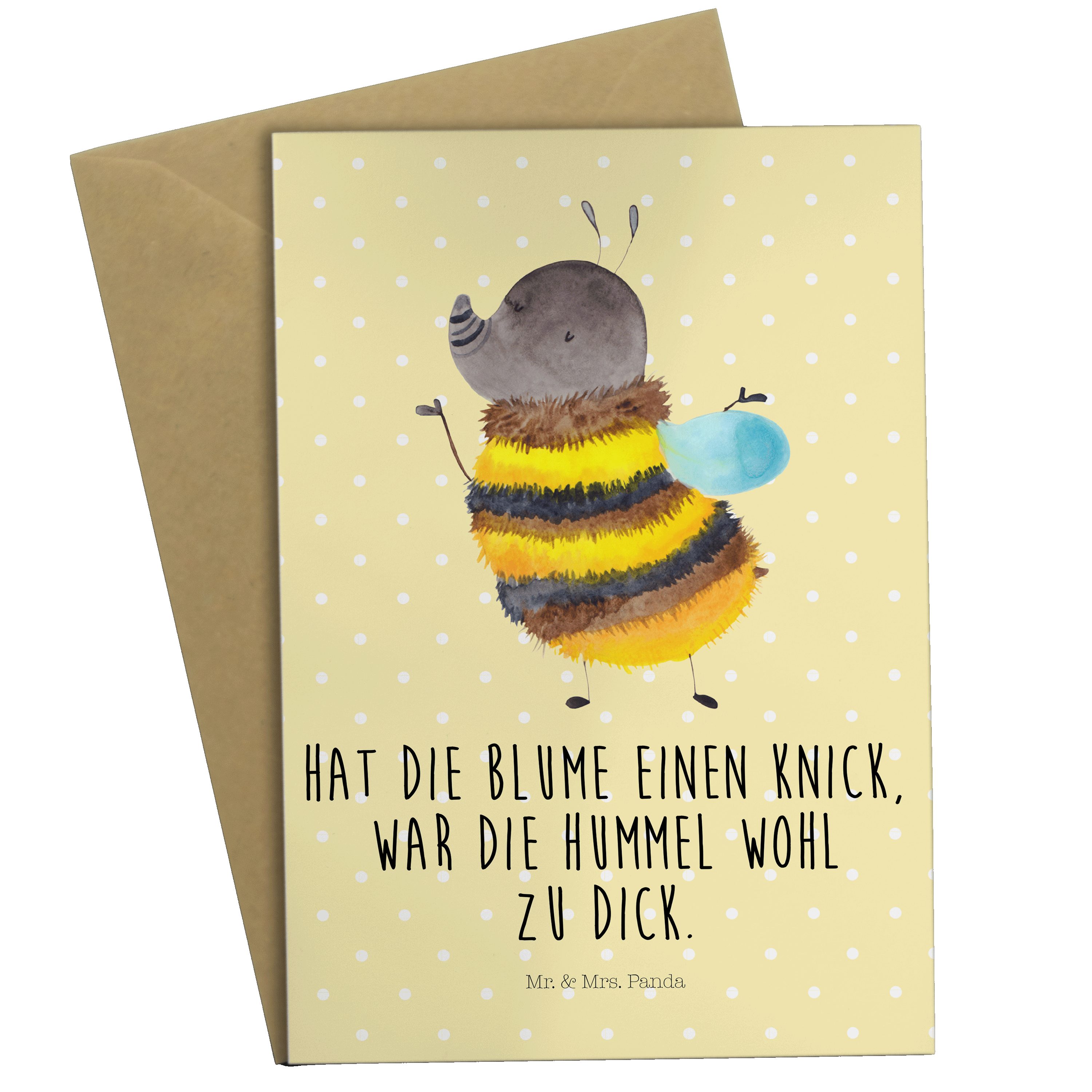 Mr. & Mrs. Panda Grußkarte Hummel flauschig - Gelb Pastell - Geschenk, Tiermotive, Hochzeitskart
