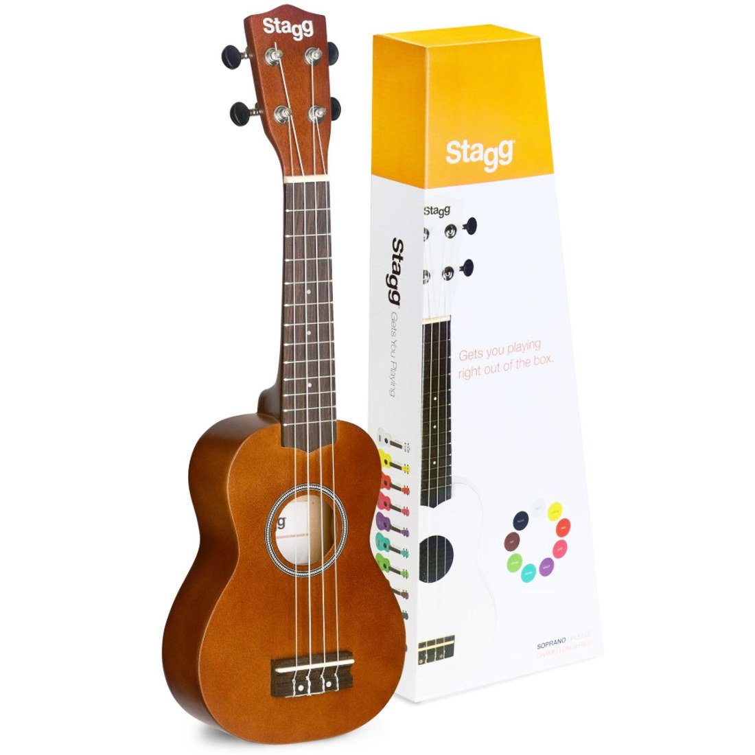Stagg E-Gitarre Stagg US-NAT Sopran Ukulele Natur mit Tasche