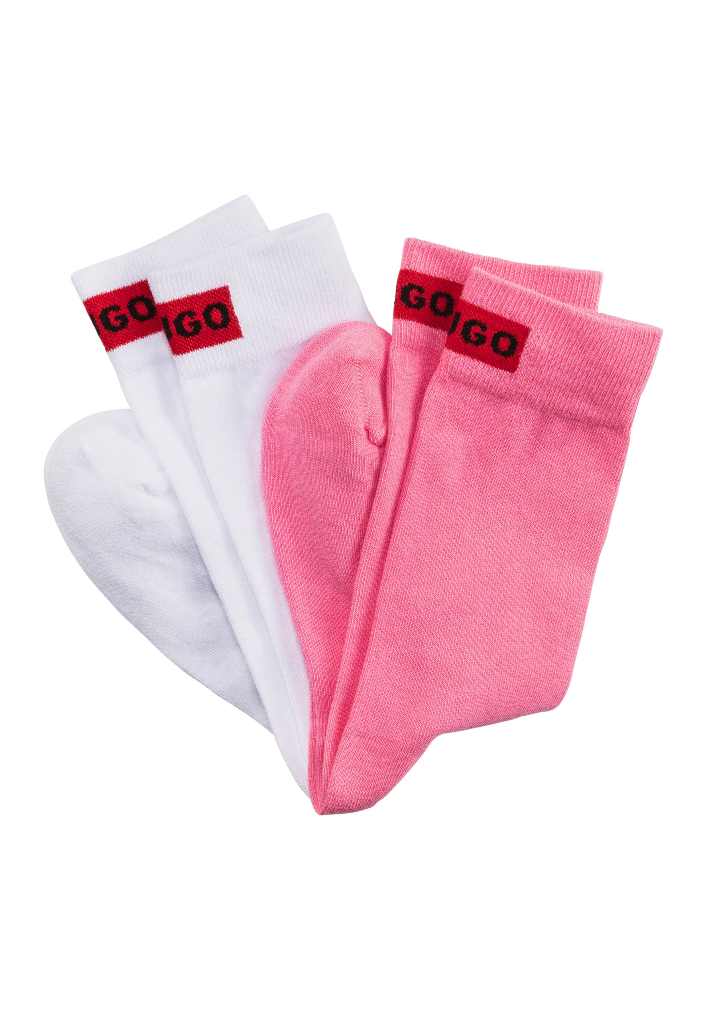 HUGO Businesssocken 2P RS LABEL CC W (Packung, 2-Paar, 2er) mit eingesticktem Markenlabel Pink 698