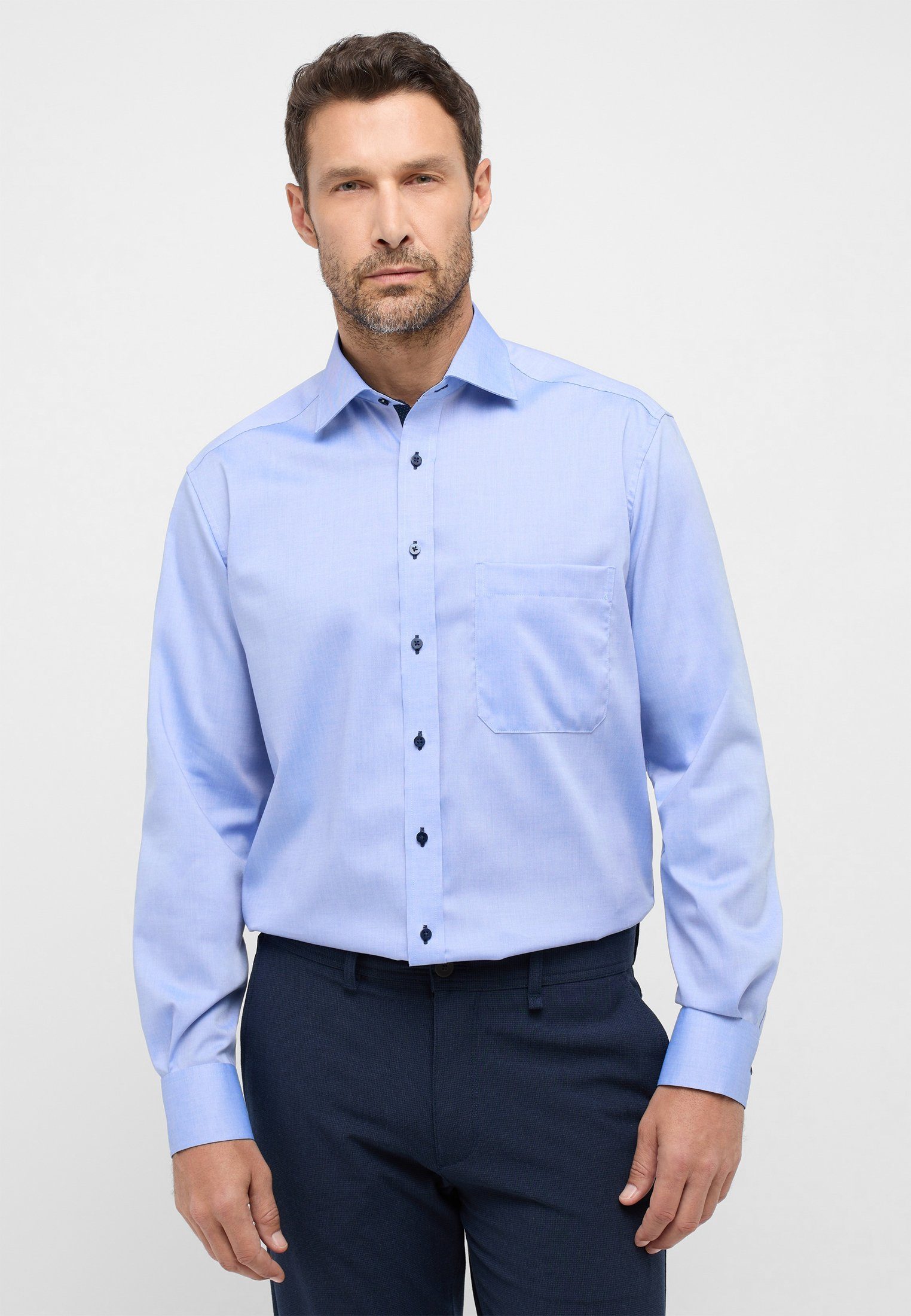 FIT Langarmhemd COMFORT blau Eterna