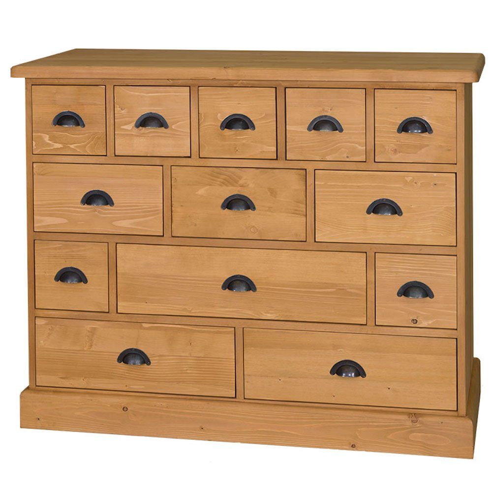 Massivholzmoebel-Becker Apothekerschrank Apothekerschrank aus Massivholz - Kommode mit 13 Schubladen