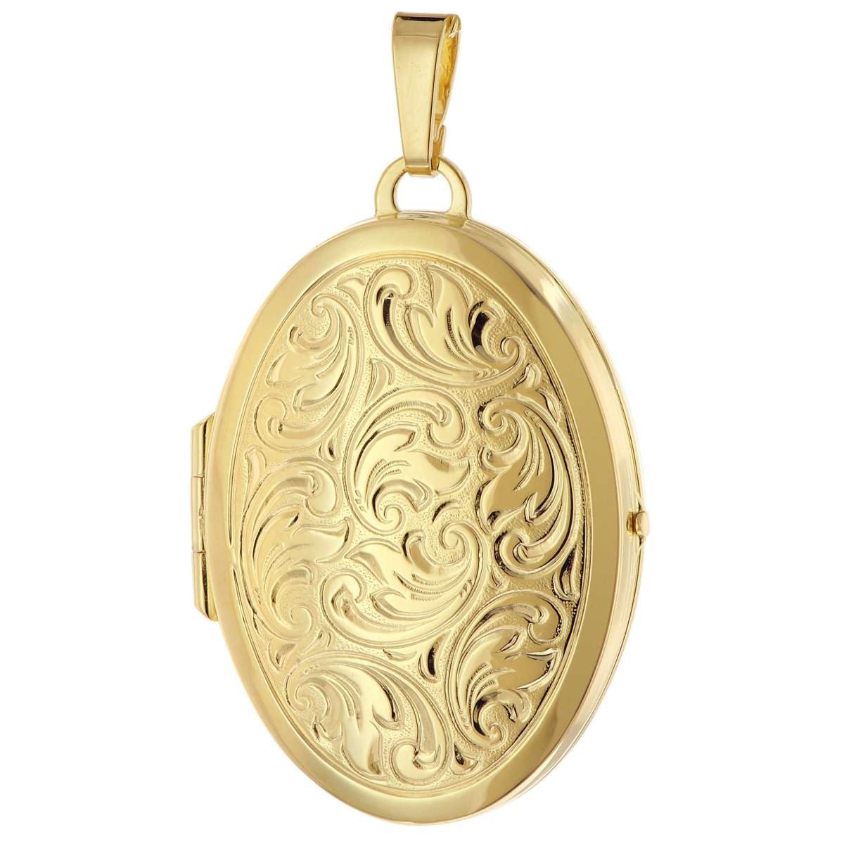 trendor Kettenanhänger 21570, Ovaler Medaillon-Anhänger Paisley Gold auf 925 Silber 31x23 mm