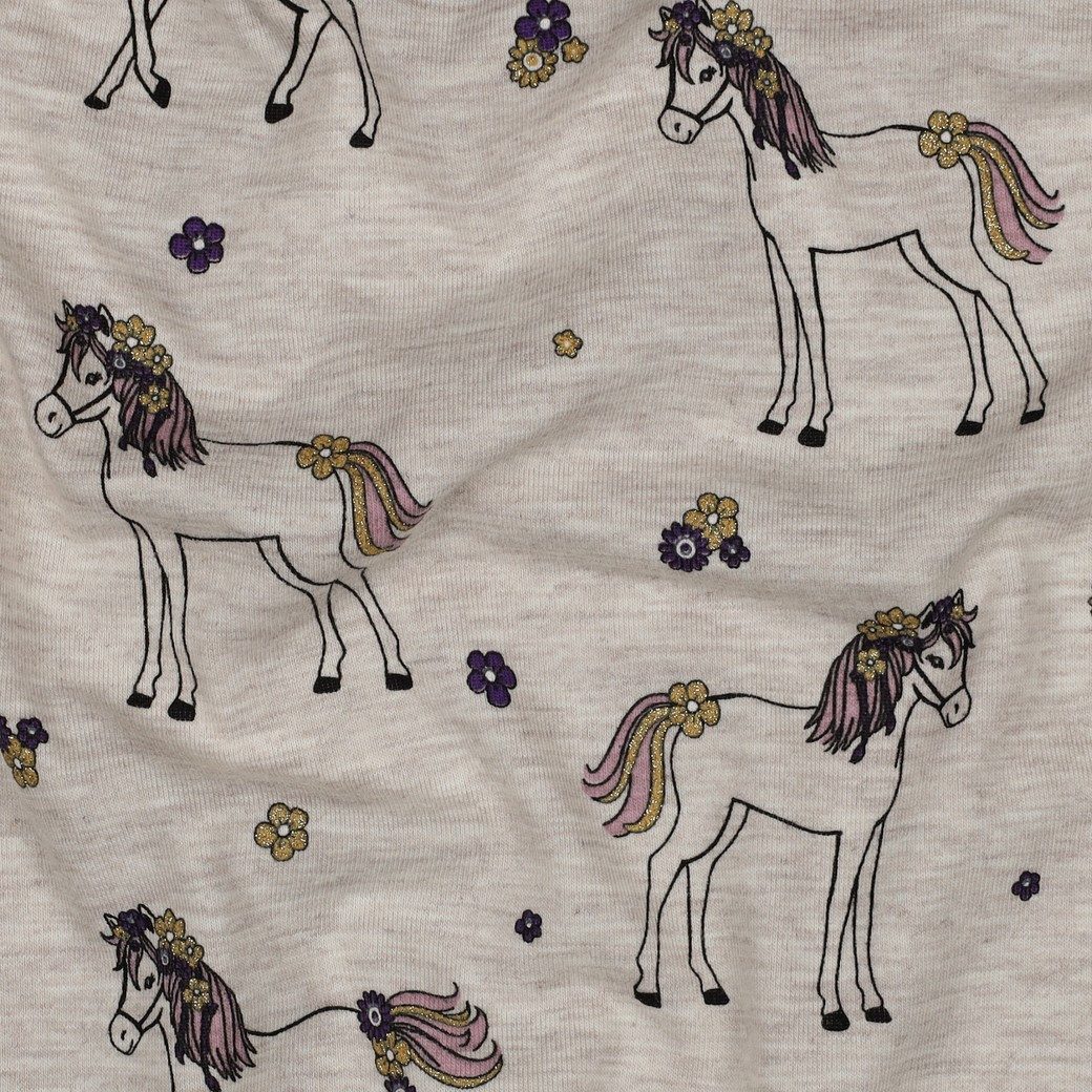 MAGAM-Stoffe Stoff "Glitzer Pferde", Jersey Baby Kinder Stoff OEKO-TEX Meterware ab 50cm