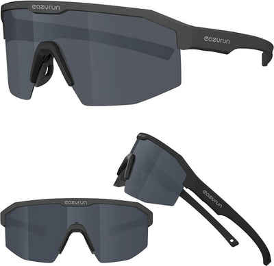 EyeAm Fahrradbrille Sportbrille für Damen & Herren für Sport, Laufen, MTB & Outdoor, (Modell: EAZYRUN), UV-Schutz 400