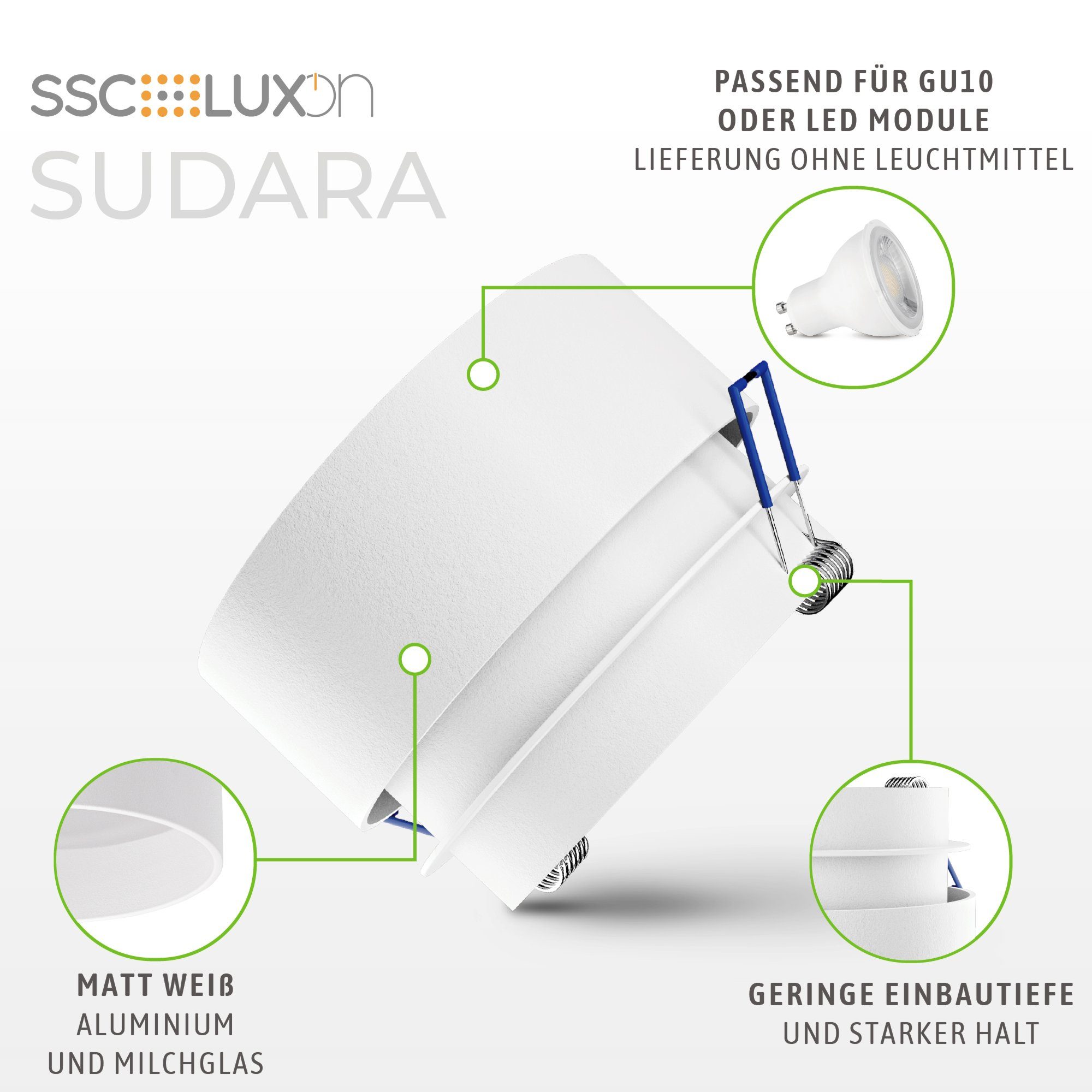 SSC-LUXon LED Aufbauleuchte Deckenleuchte Einbaustrahler Einbaustrahler LED Sudara